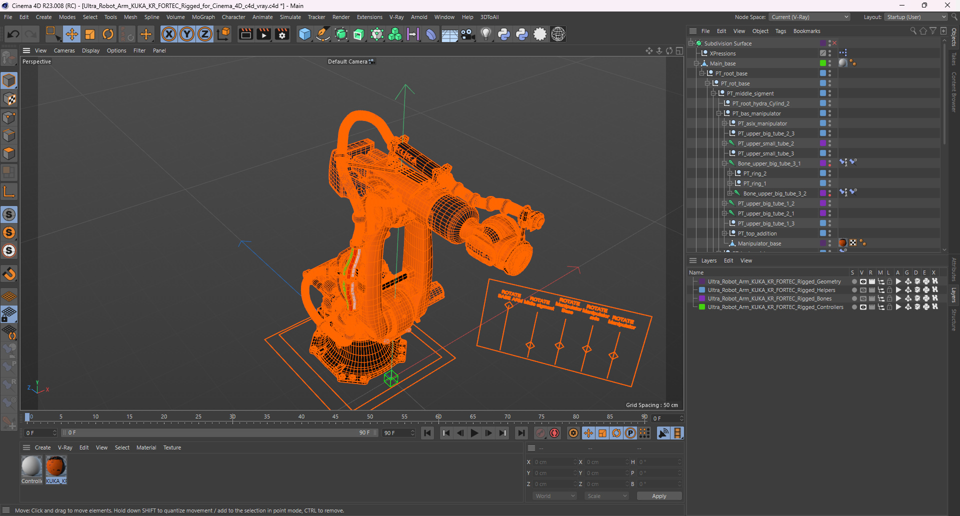 3D Ultra Robot Arm KUKA KR FORTEC Rigged for Cinema 4D