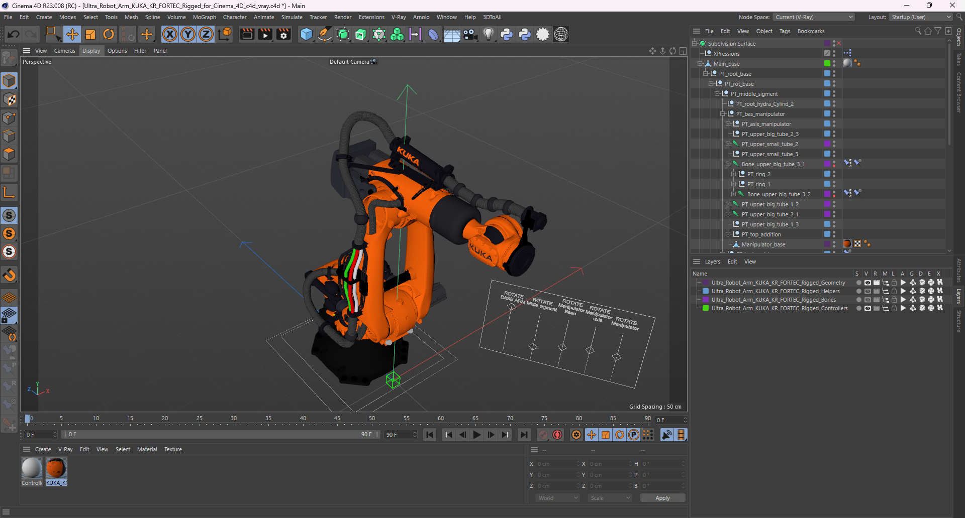 3D Ultra Robot Arm KUKA KR FORTEC Rigged for Cinema 4D