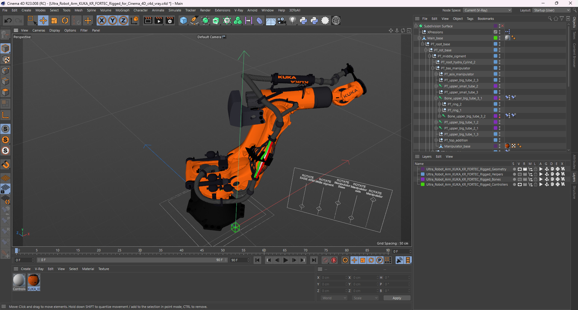 3D Ultra Robot Arm KUKA KR FORTEC Rigged for Cinema 4D