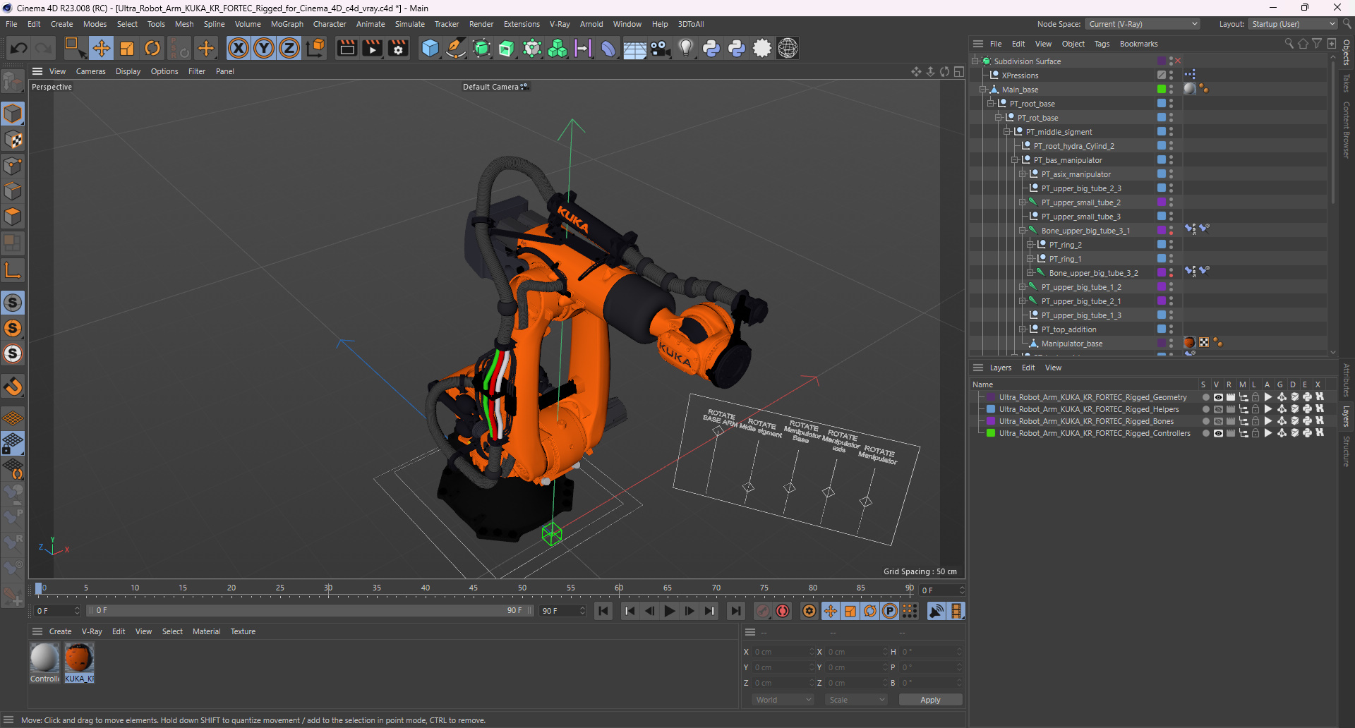 3D Ultra Robot Arm KUKA KR FORTEC Rigged for Cinema 4D
