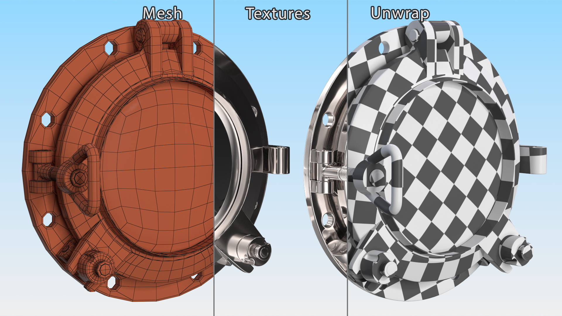 3D Ship Porthole Vintage Chrome model