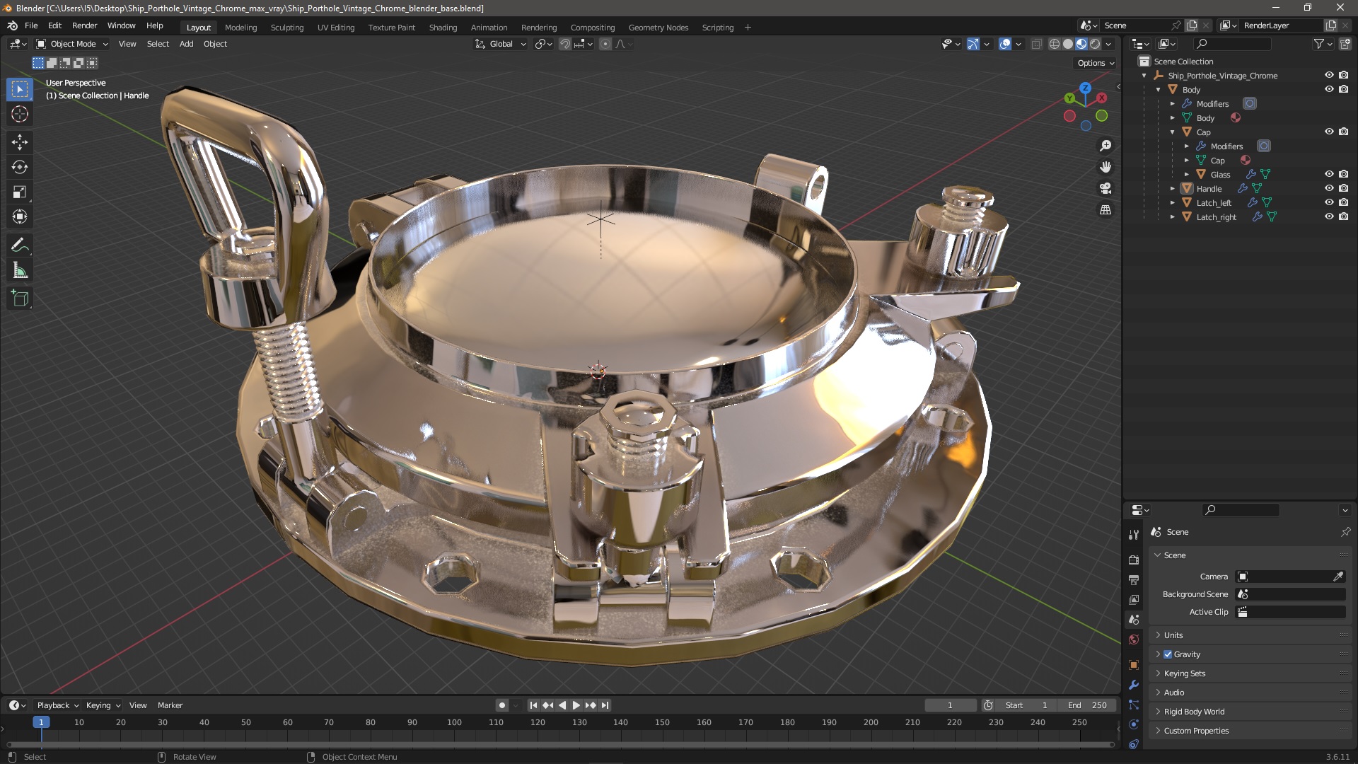 3D Ship Porthole Vintage Chrome model