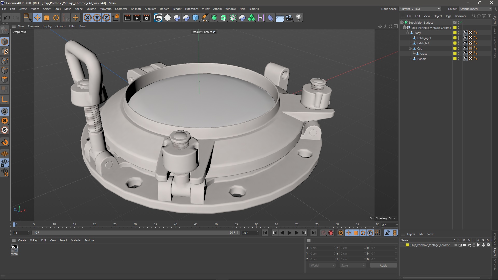 3D Ship Porthole Vintage Chrome model