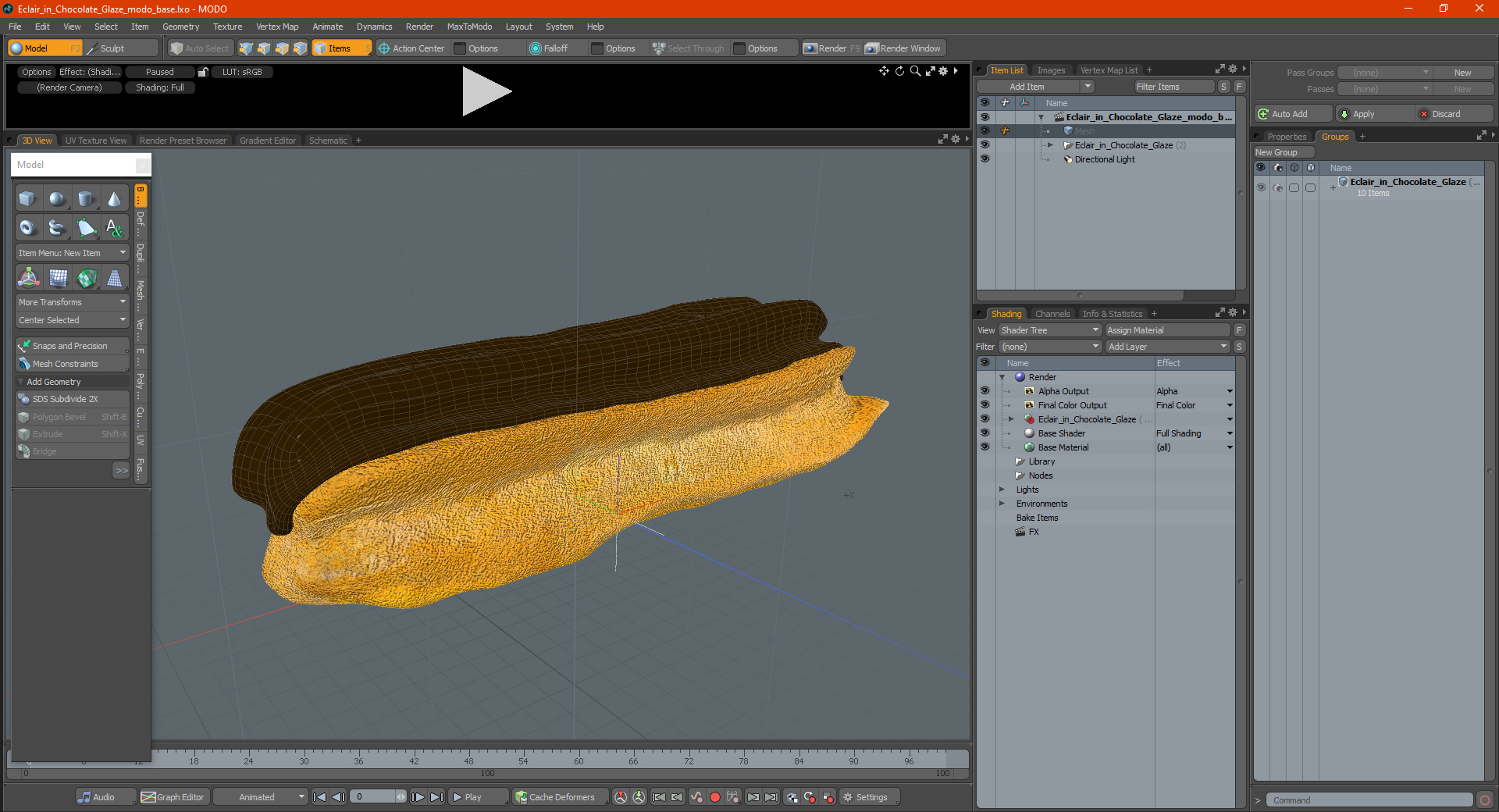 3D model Eclair in Chocolate Glaze