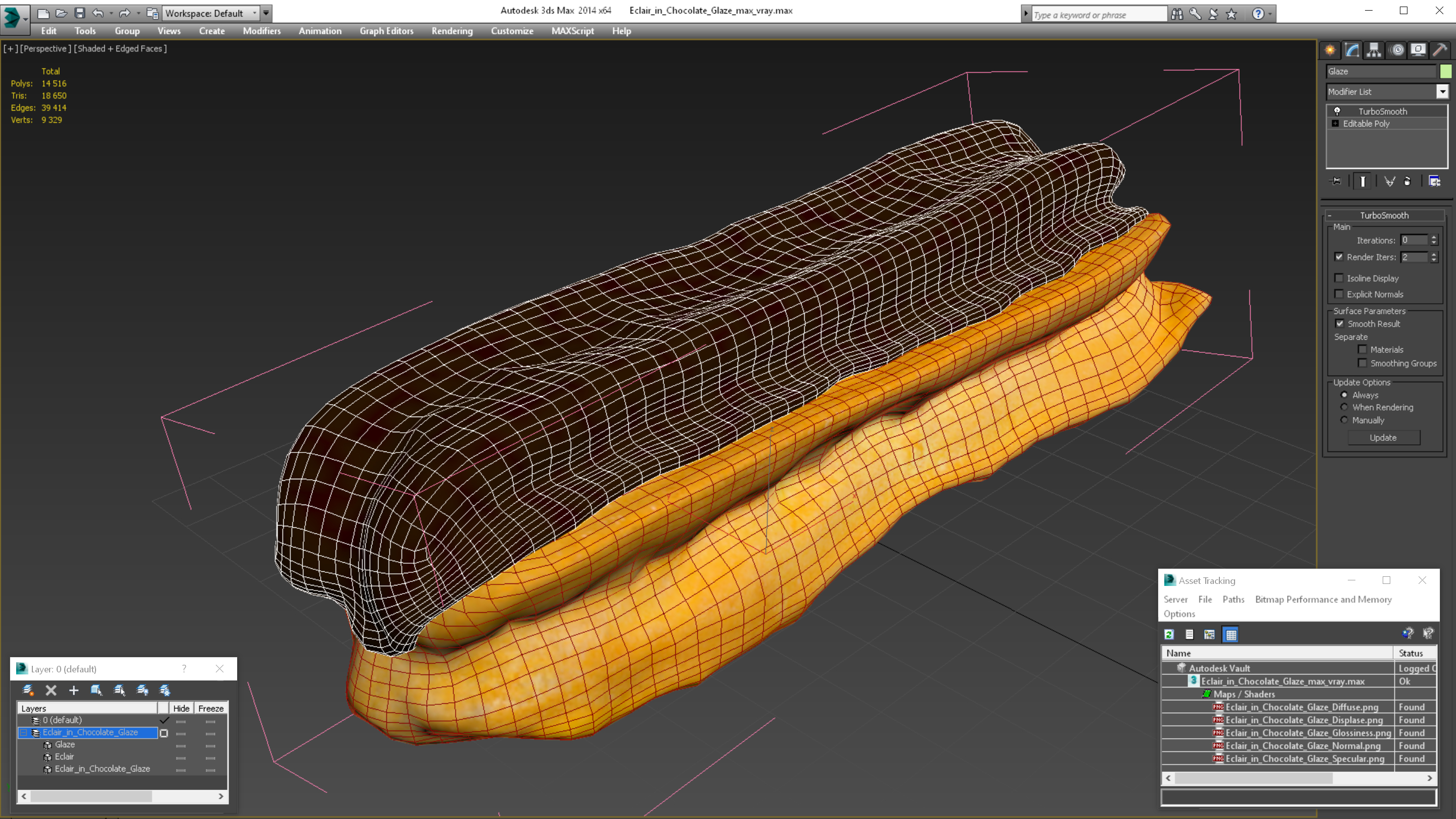 3D model Eclair in Chocolate Glaze