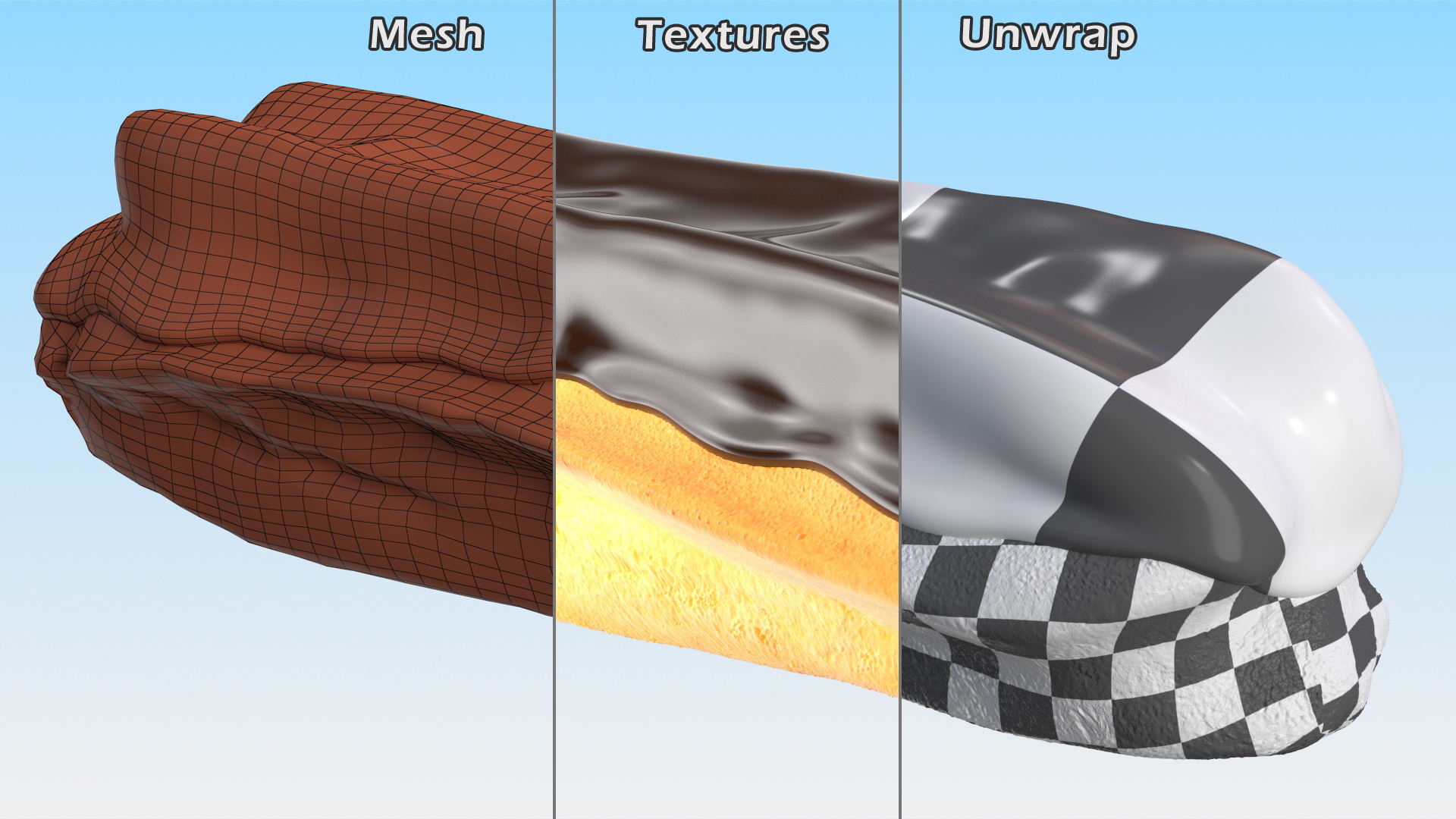 3D model Eclair in Chocolate Glaze