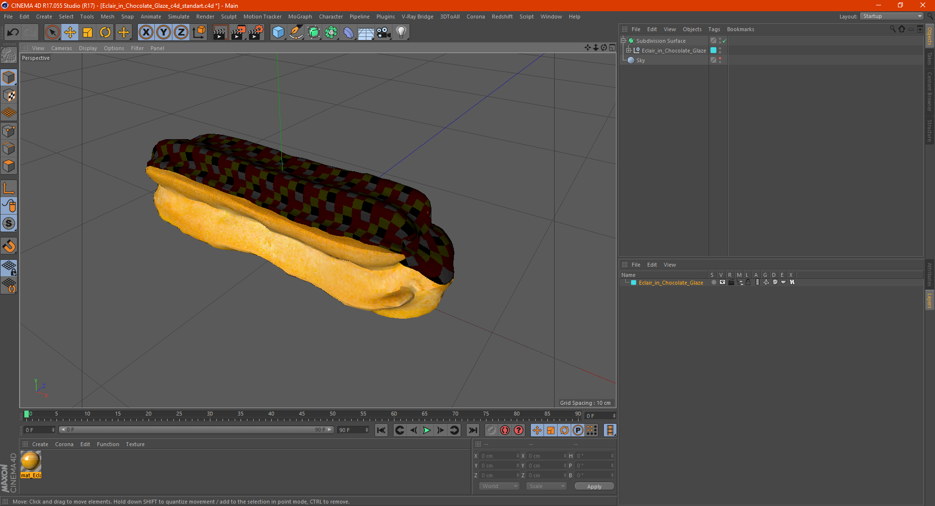 3D model Eclair in Chocolate Glaze