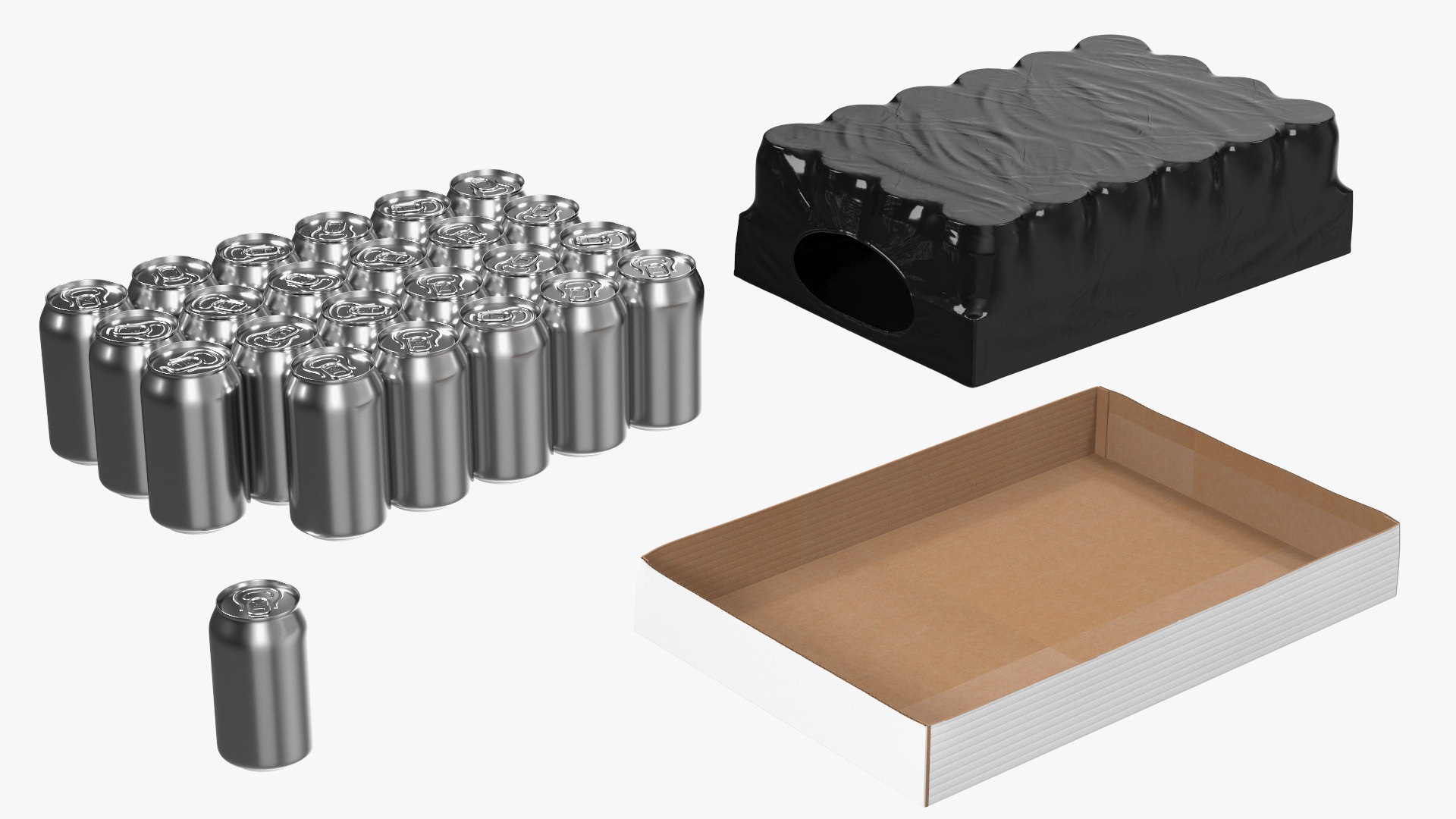 3D Pack of Case with 24 Pcs 330ml Aluminium Cans Black