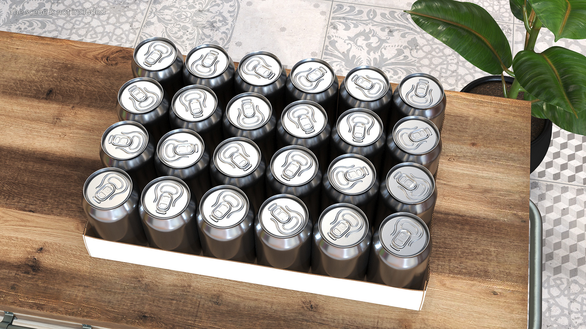3D Pack of Case with 24 Pcs 330ml Aluminium Cans Black