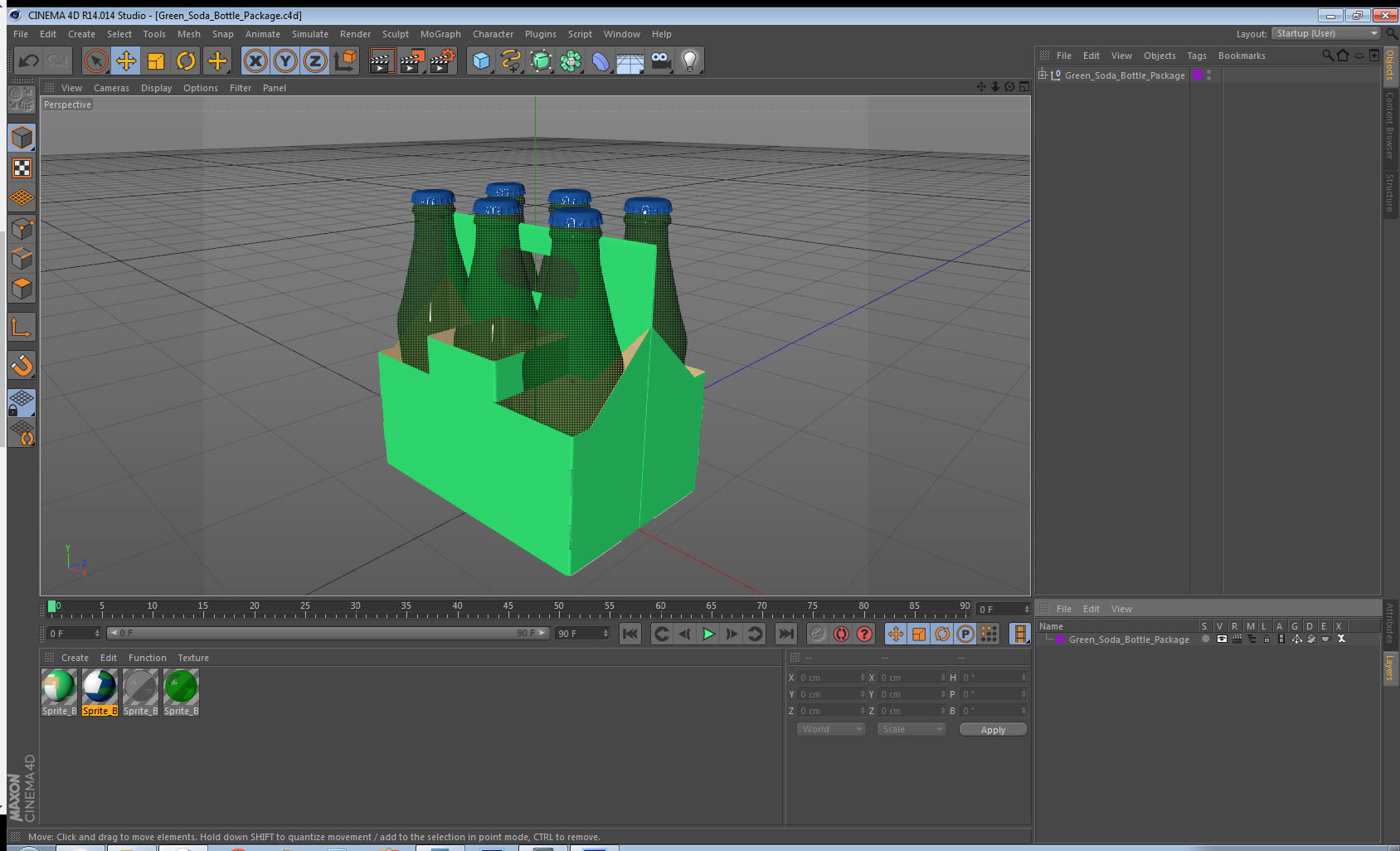 3D model Green Soda Bottle Package