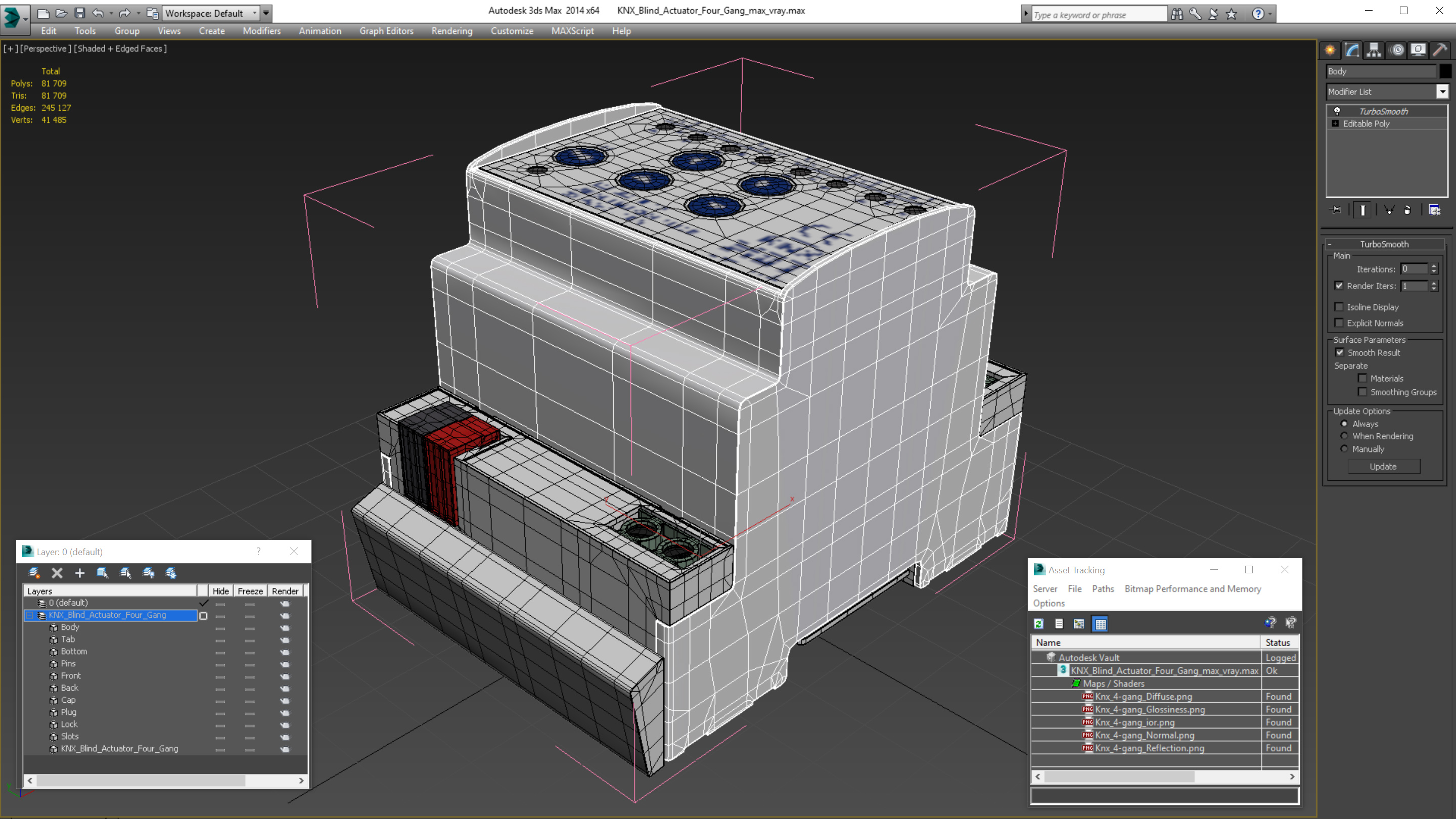 3D KNX Blind Actuator Four Gang model