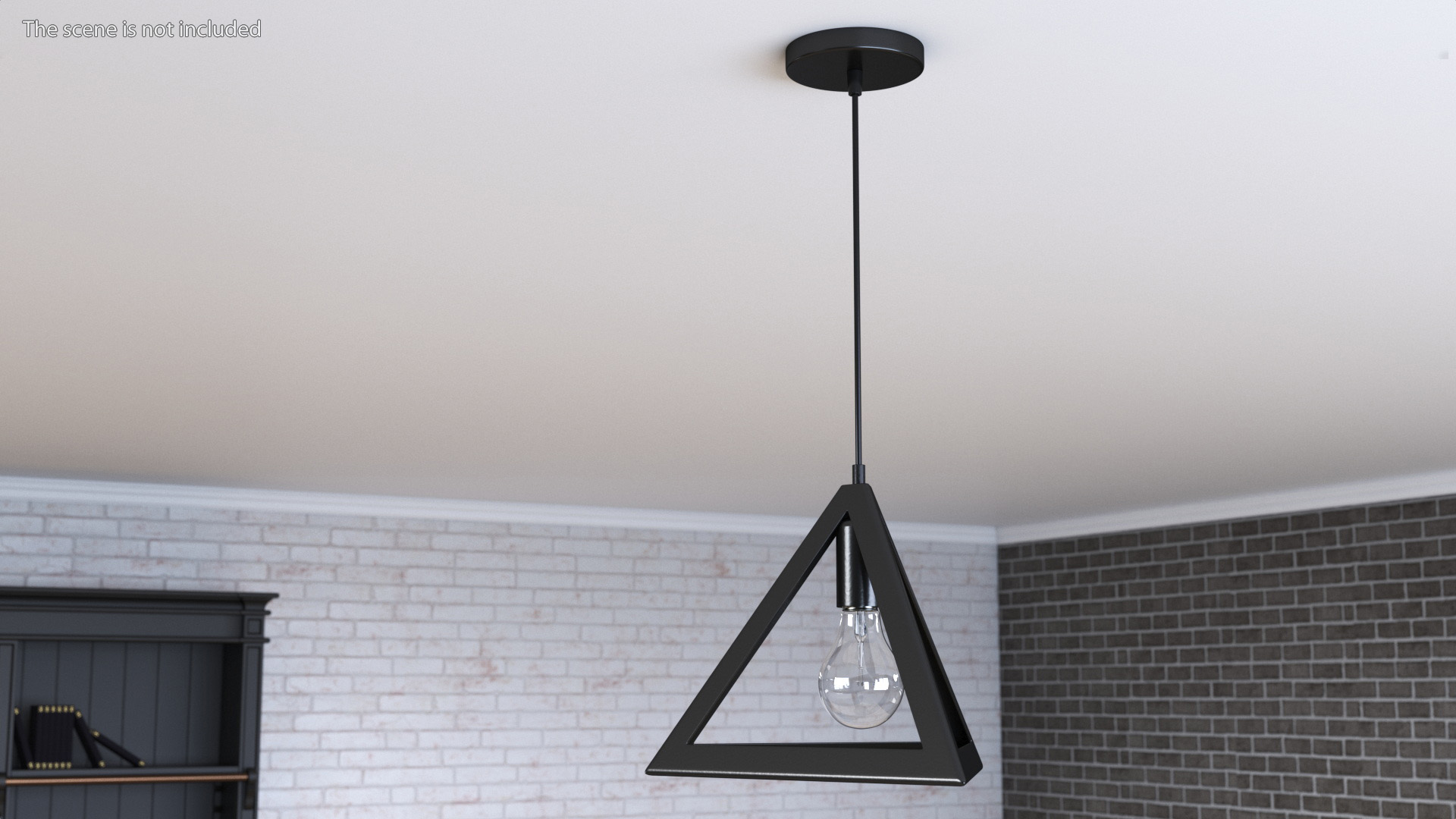 3D model Modern Pendant Light Pyramid Shape Black