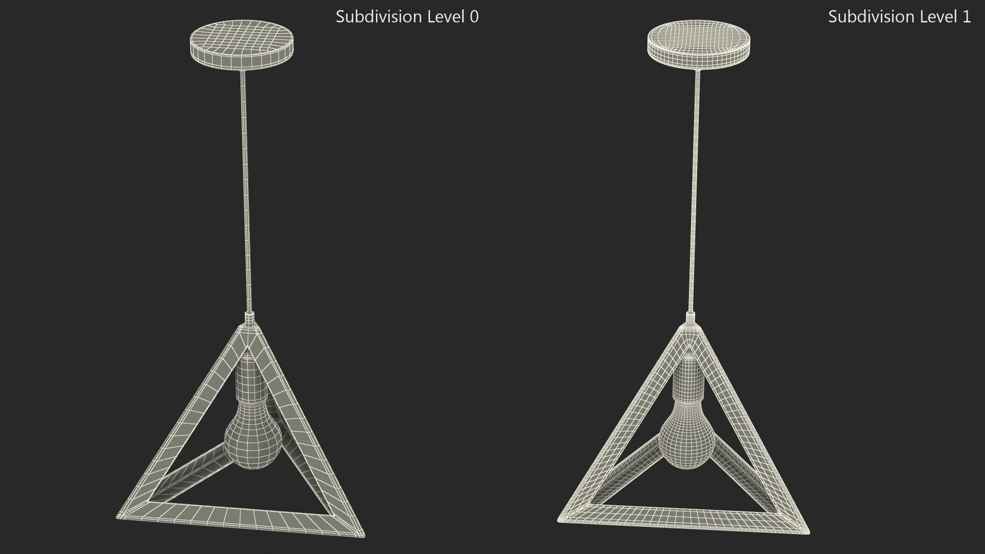 3D model Modern Pendant Light Pyramid Shape Black
