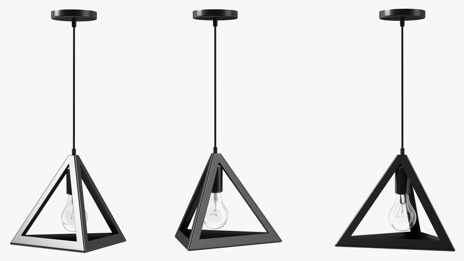 3D model Modern Pendant Light Pyramid Shape Black