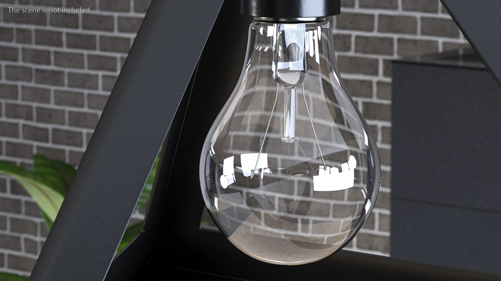 3D model Modern Pendant Light Pyramid Shape Black