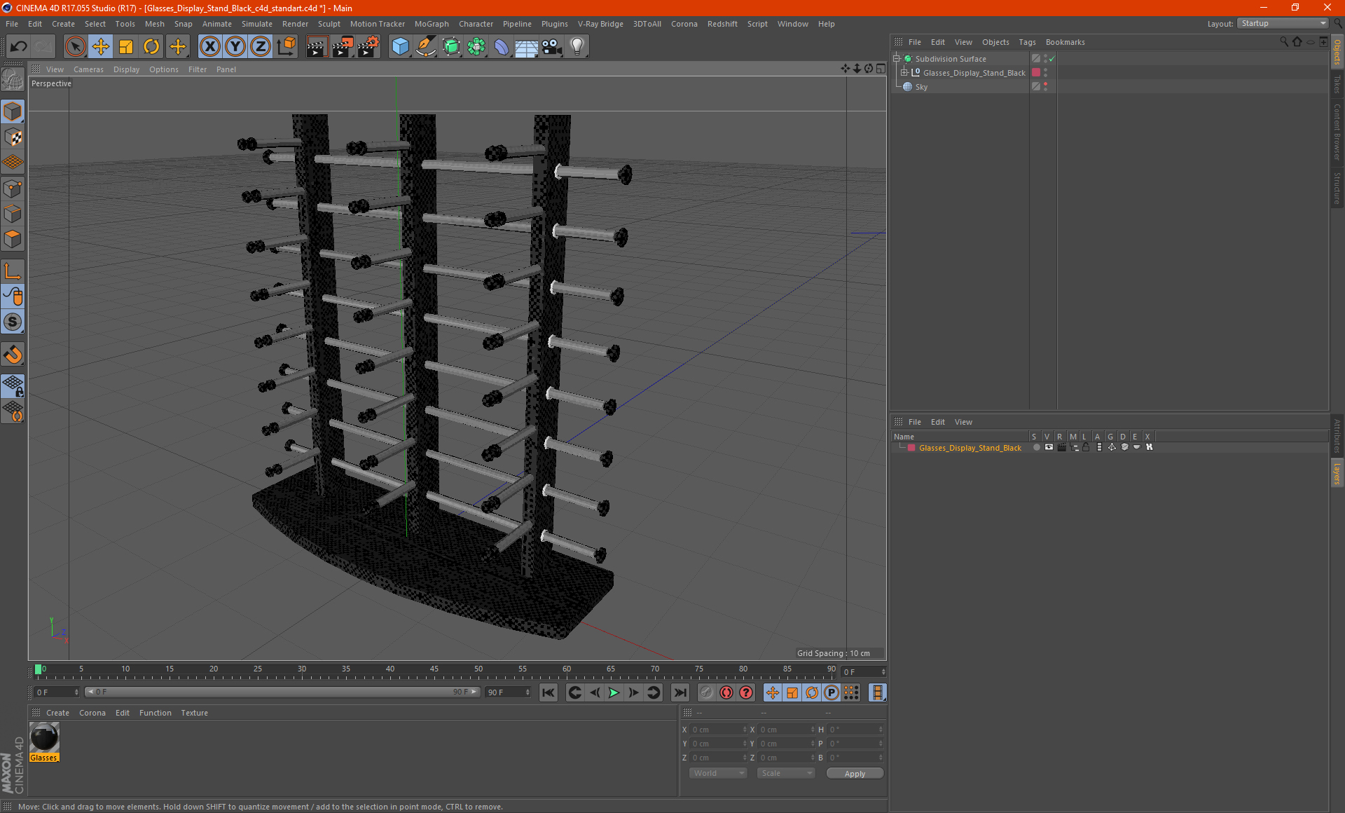 Glasses Display Stand Black 3D