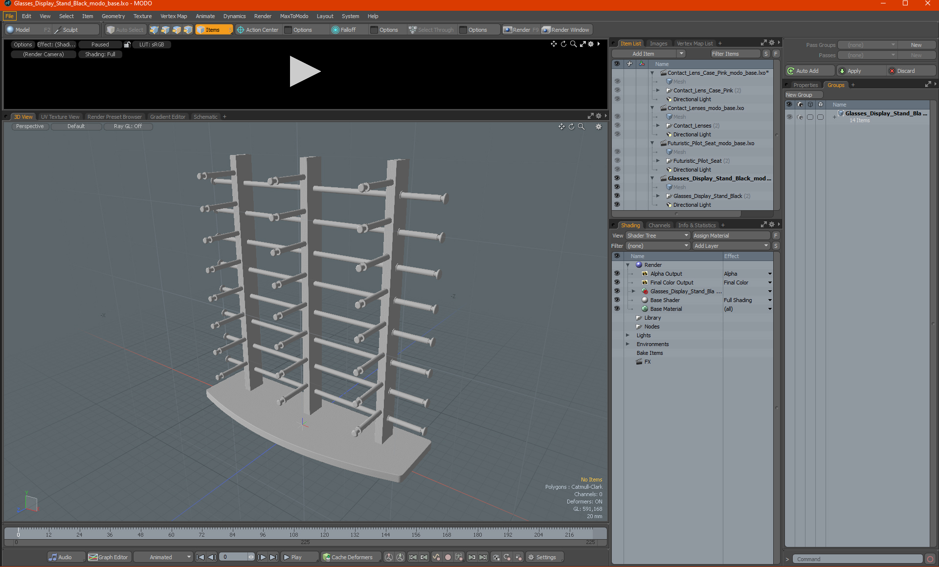 Glasses Display Stand Black 3D