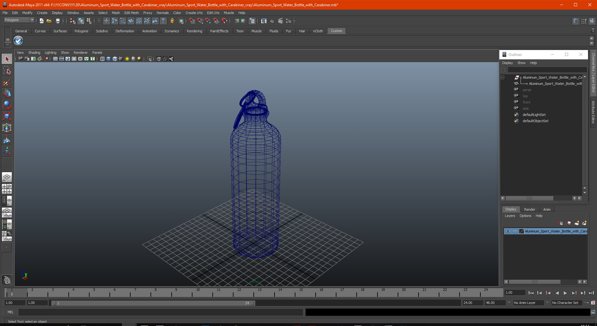 Aluminum Sport Water Bottle with Carabiner 3D