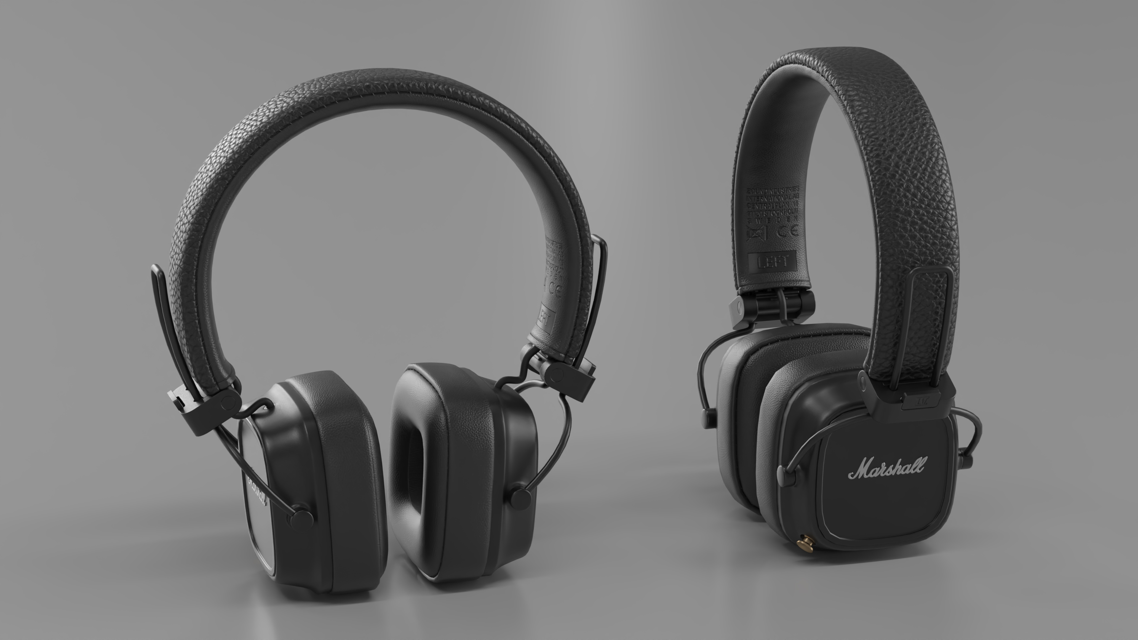 Marshall Headphones Black Rigged 3D