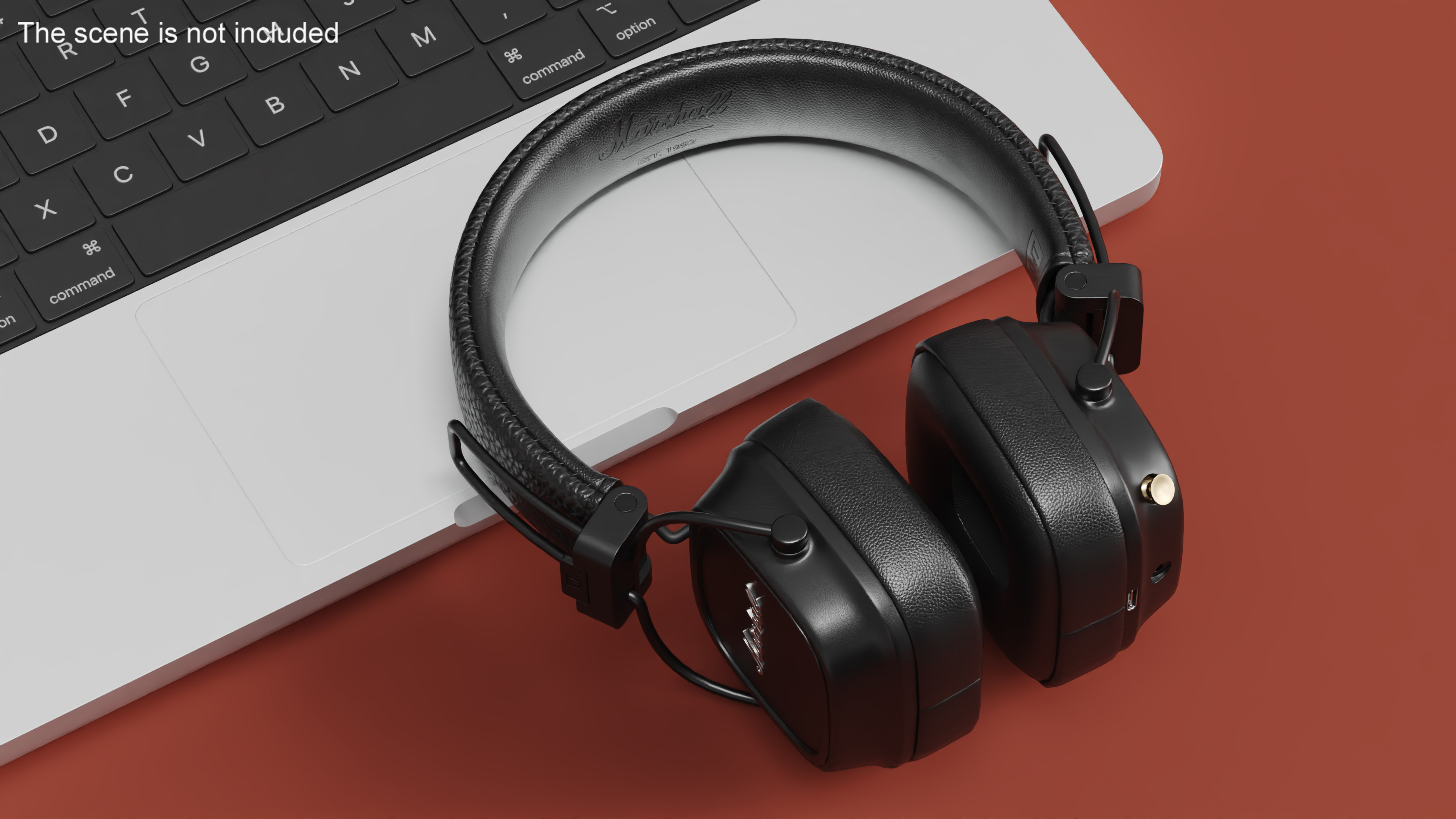 Marshall Headphones Black Rigged 3D