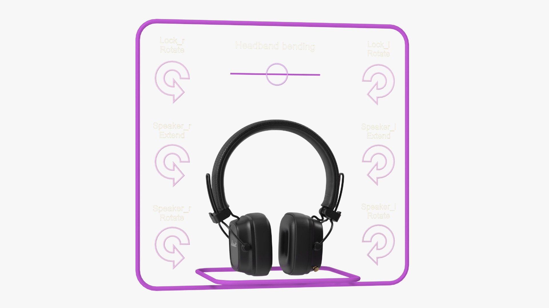 Marshall Headphones Black Rigged 3D