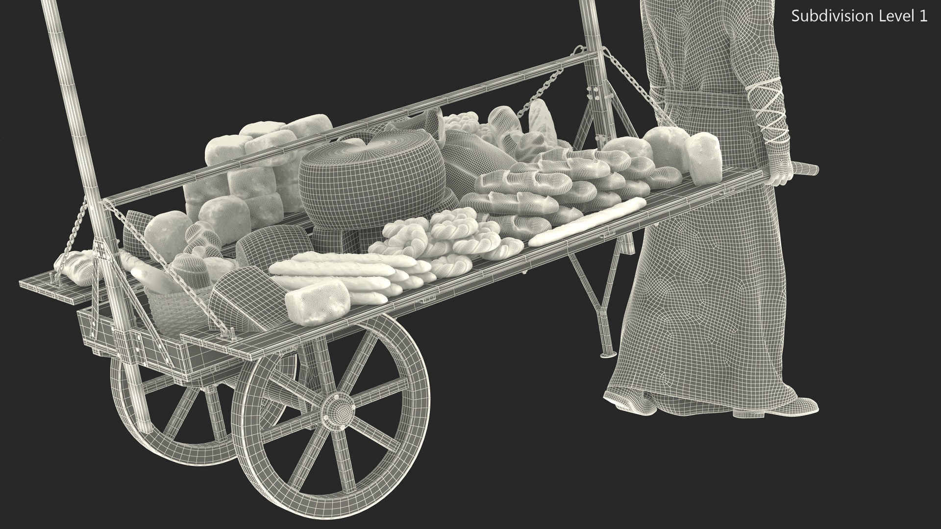 3D model Medieval Trader with Cart