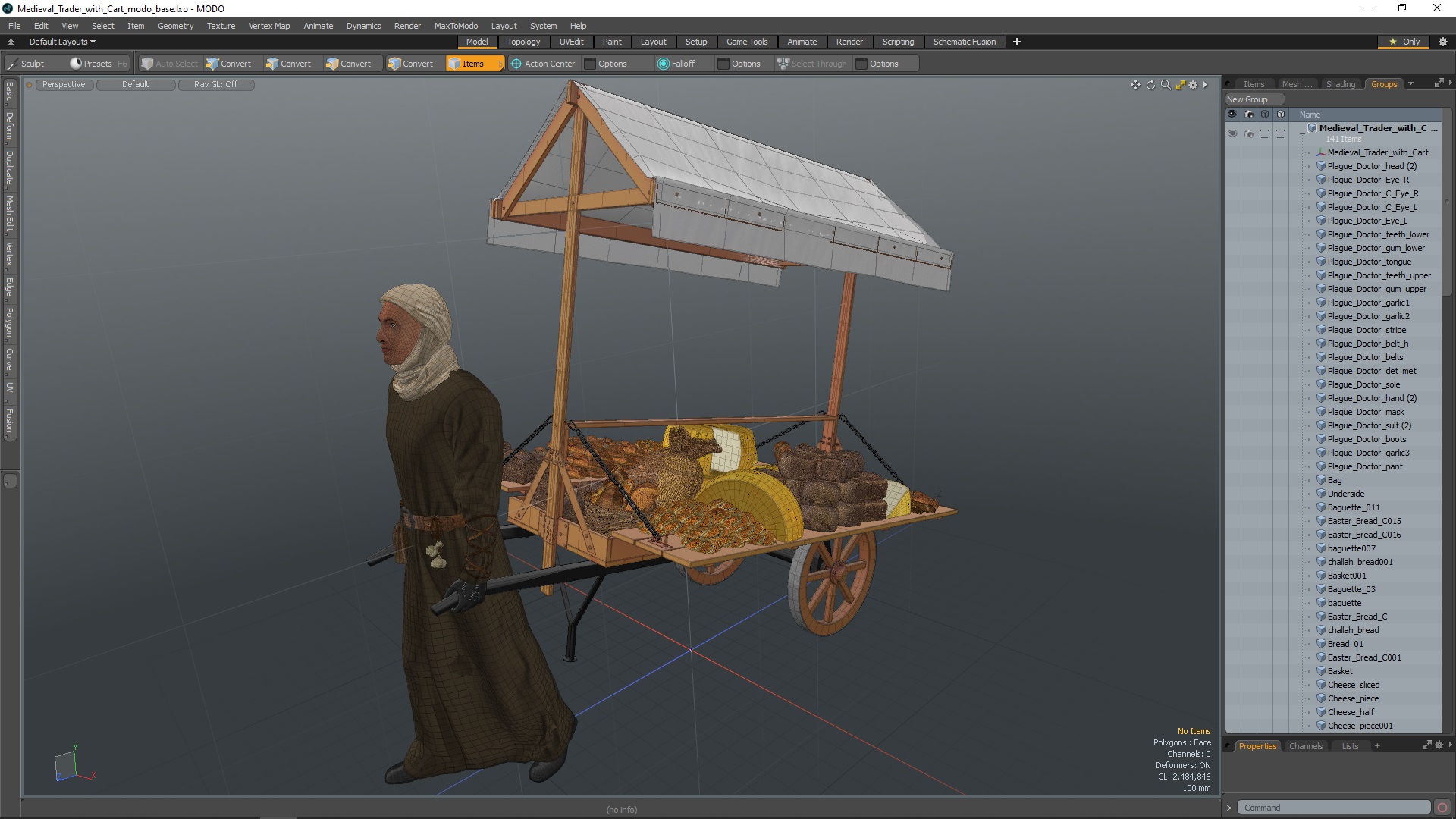3D model Medieval Trader with Cart