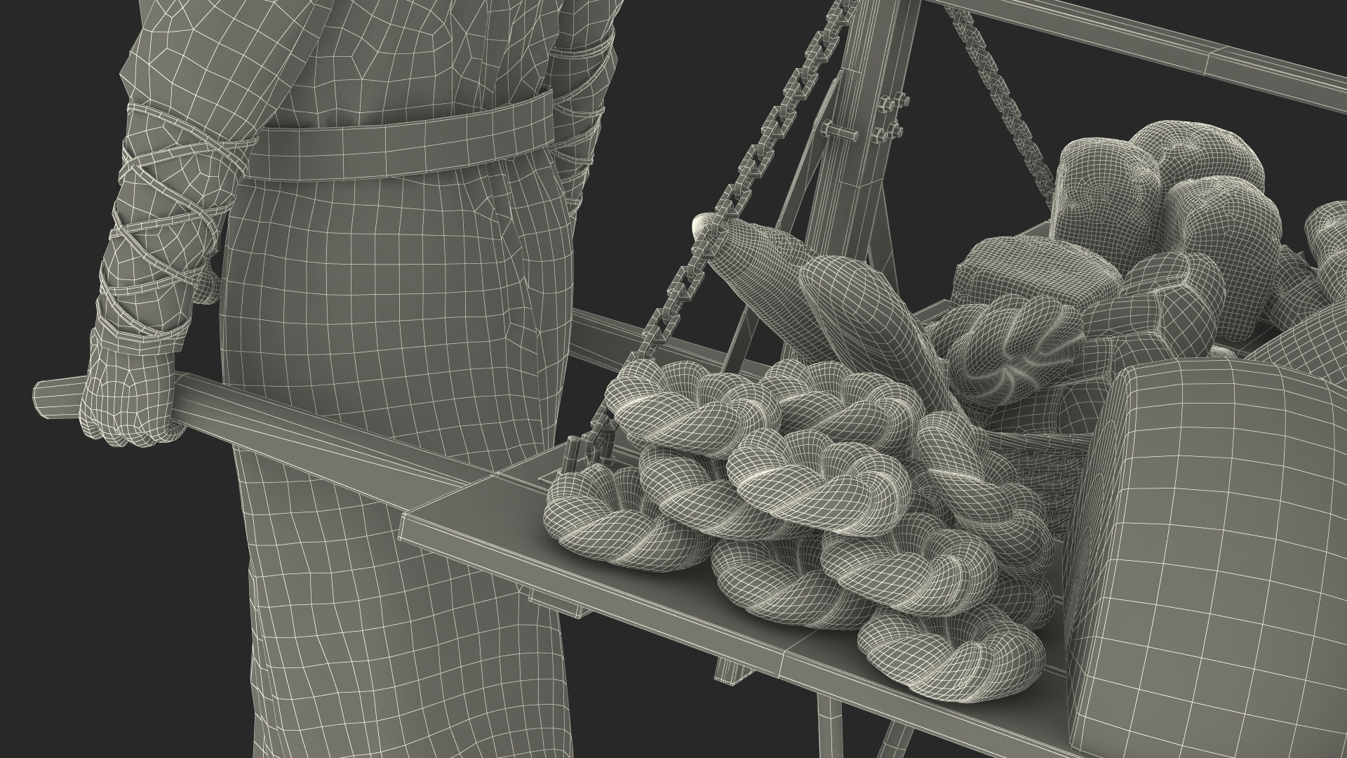 3D model Medieval Trader with Cart