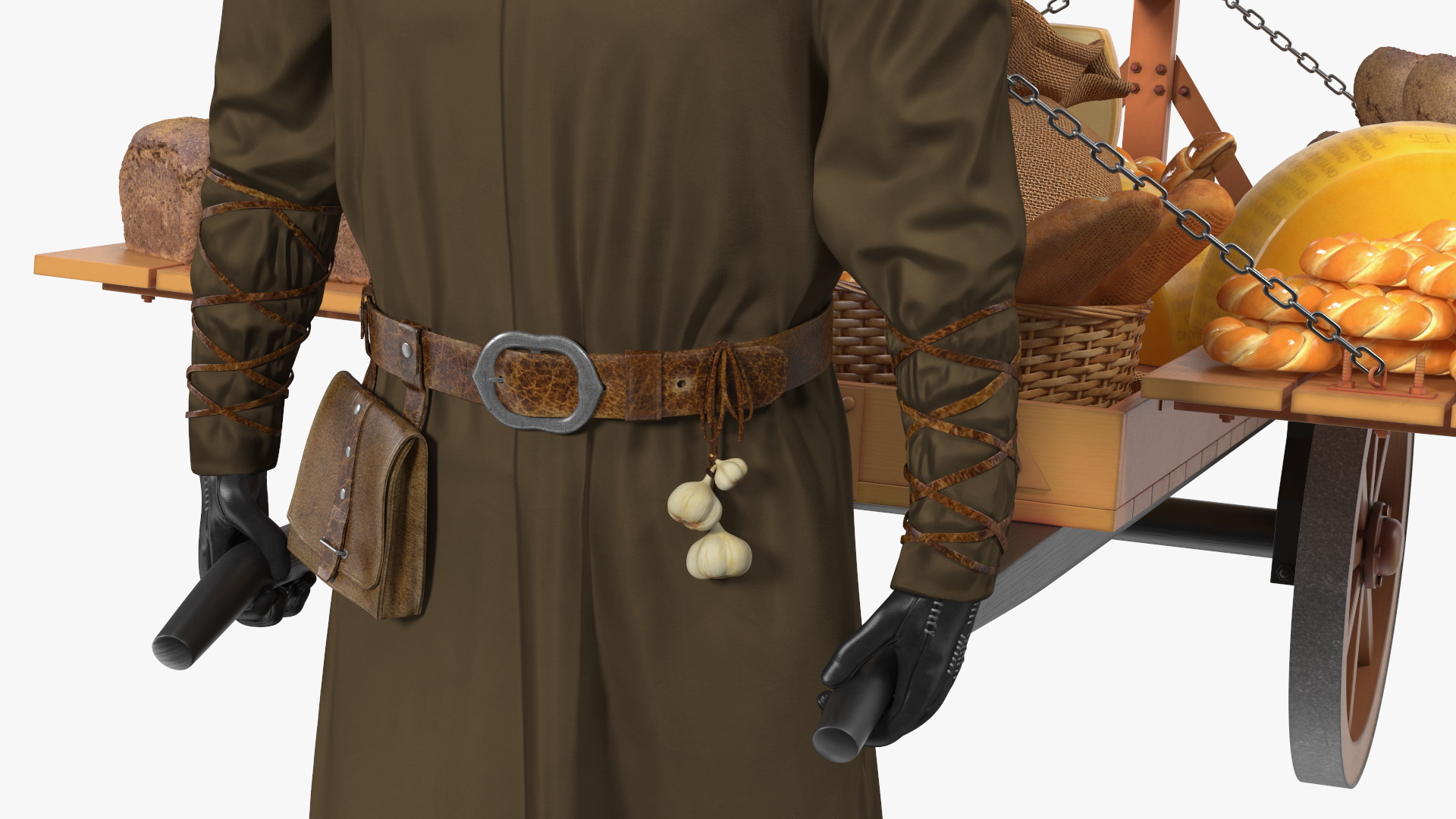 3D model Medieval Trader with Cart