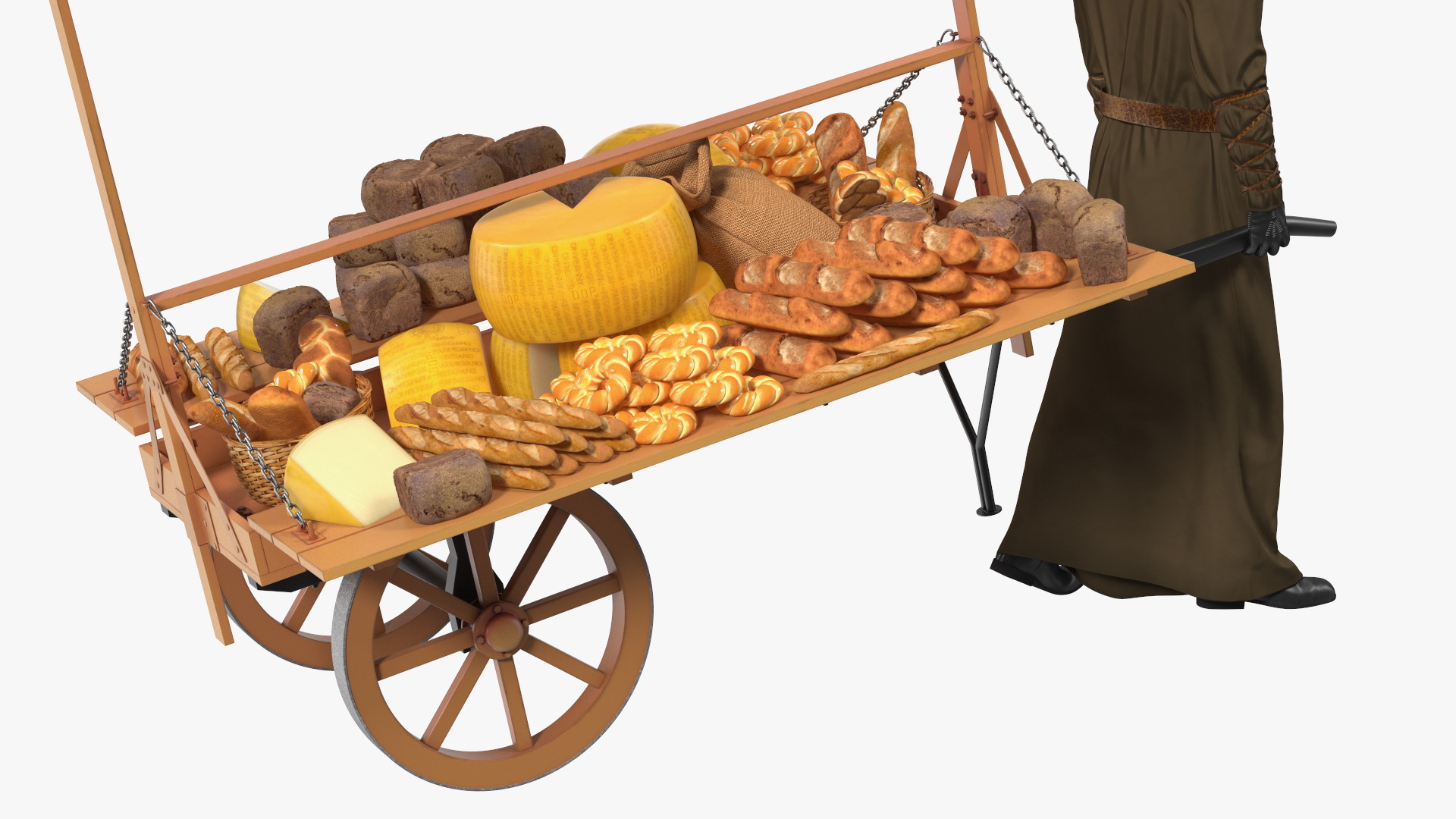 3D model Medieval Trader with Cart