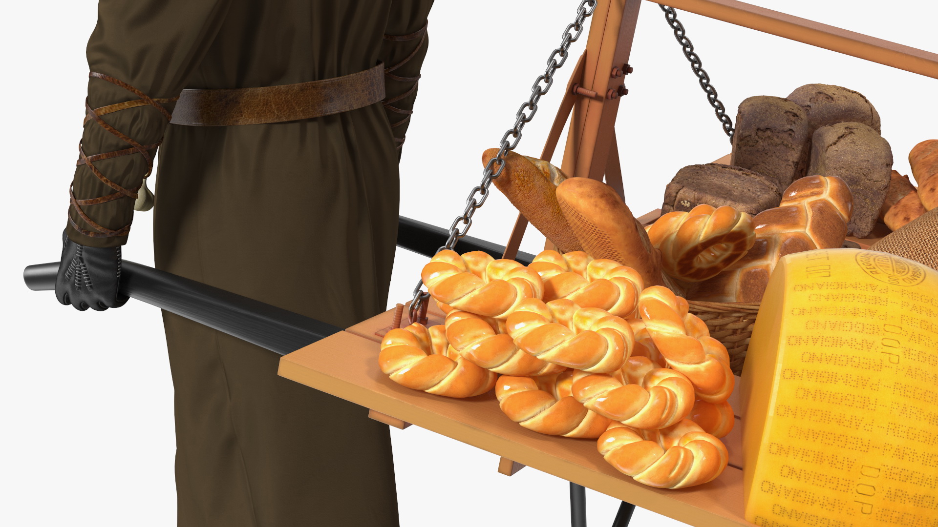 3D model Medieval Trader with Cart