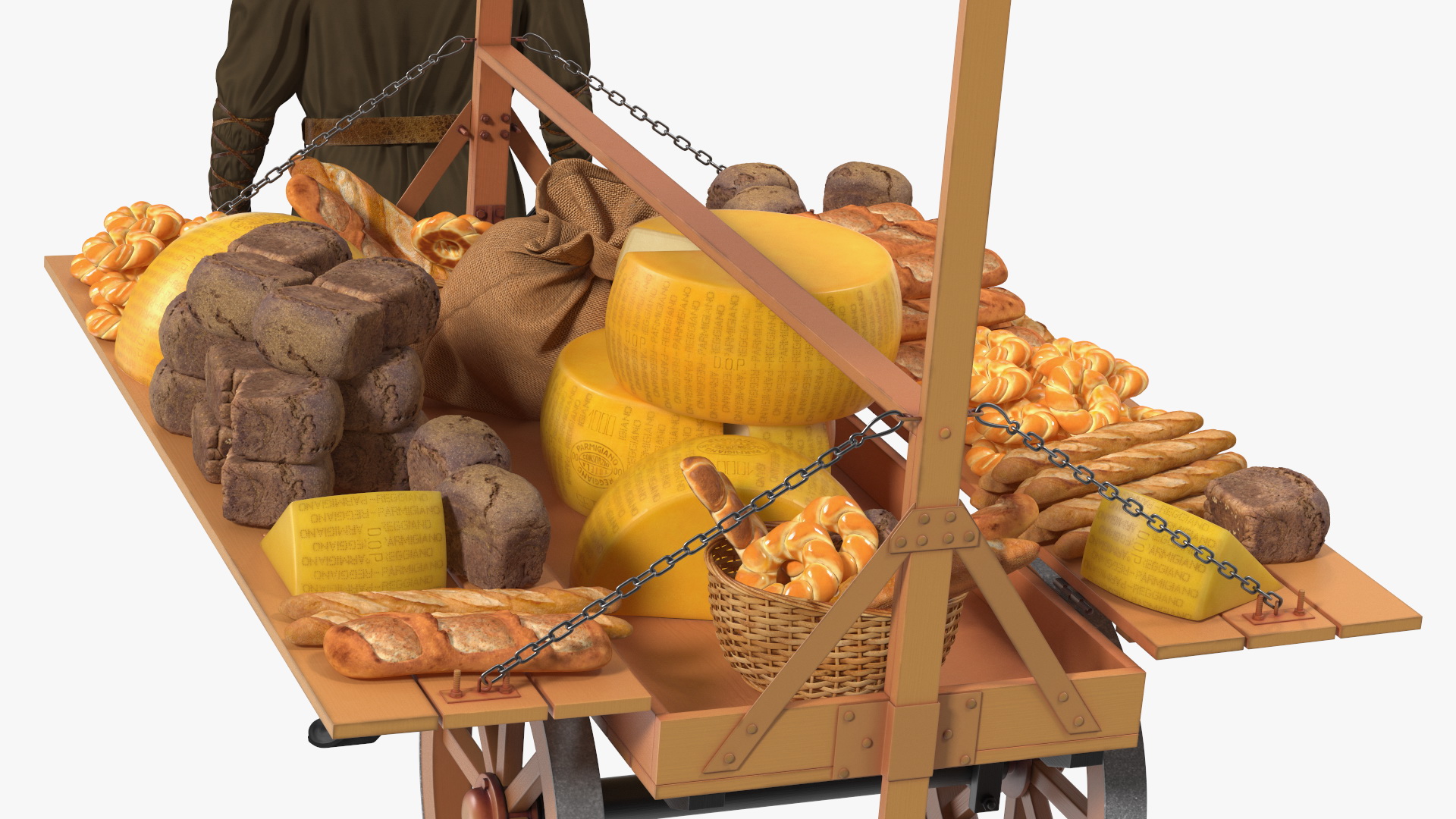 3D model Medieval Trader with Cart