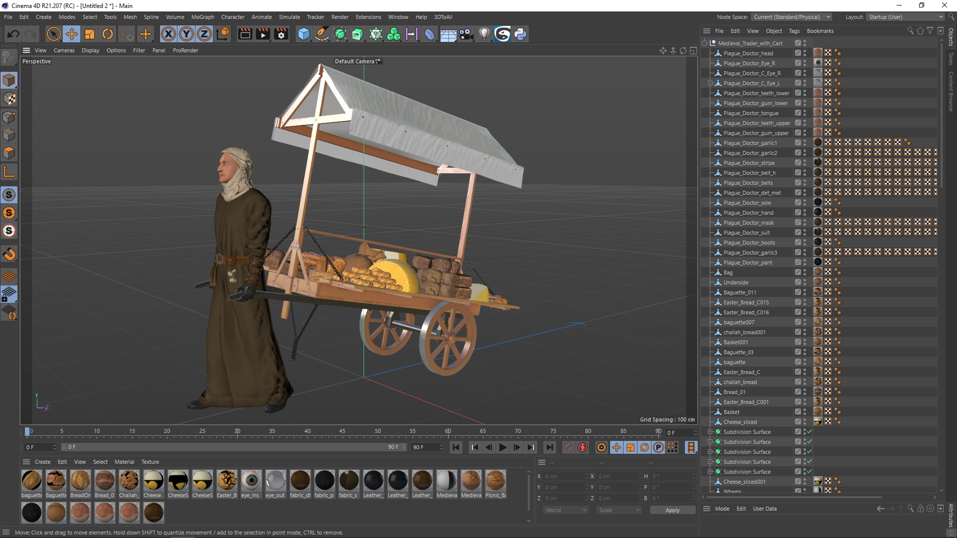 3D model Medieval Trader with Cart