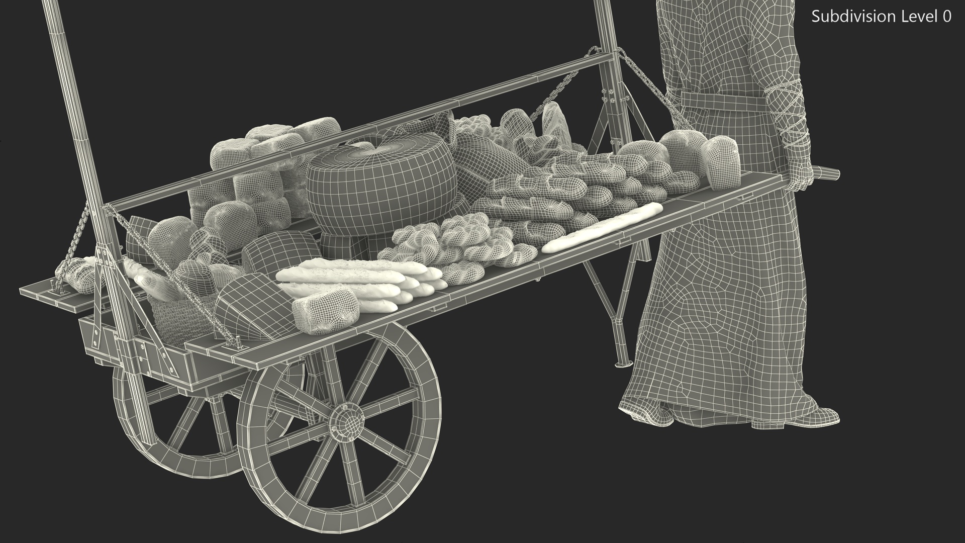 3D model Medieval Trader with Cart