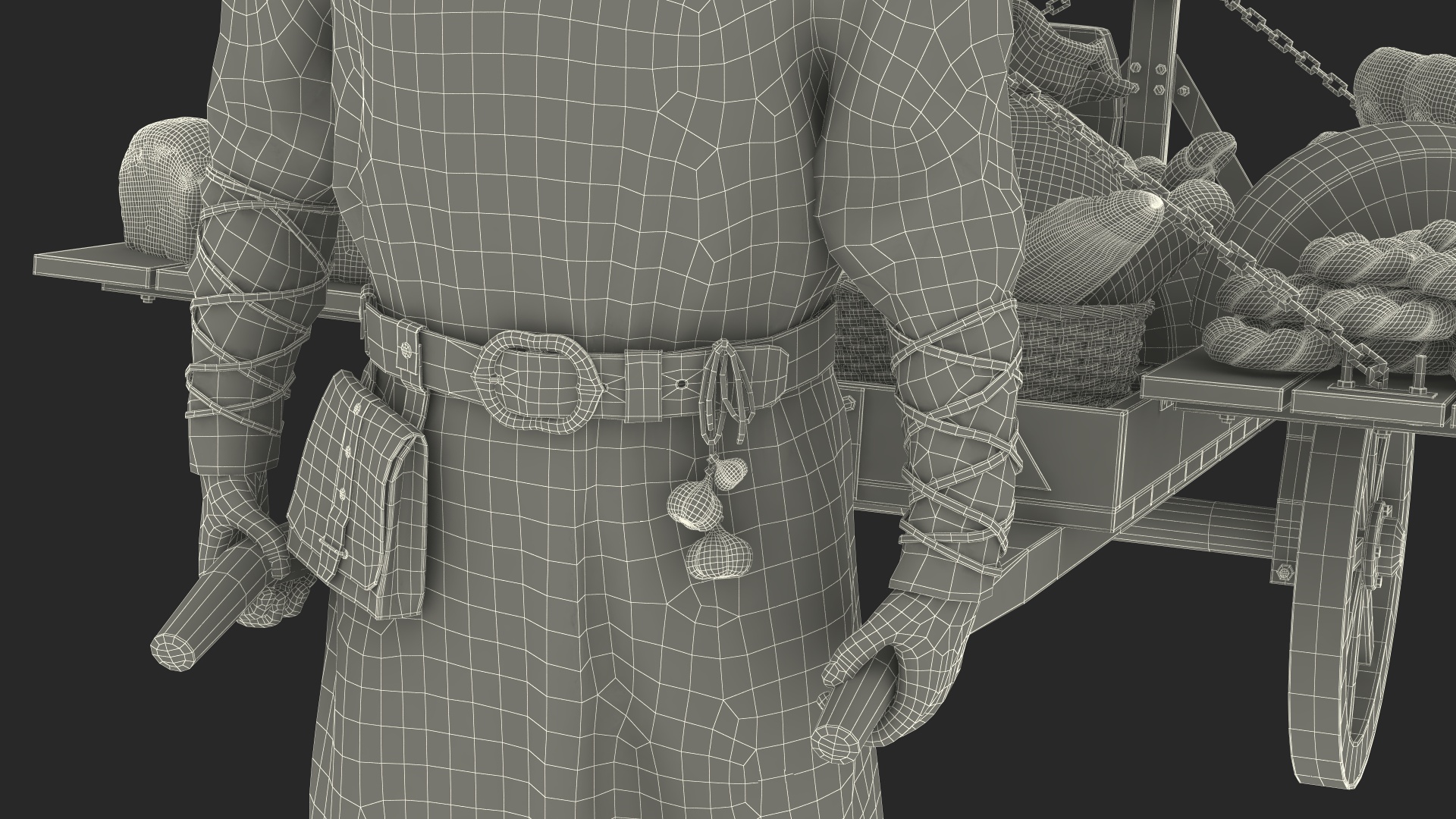3D model Medieval Trader with Cart