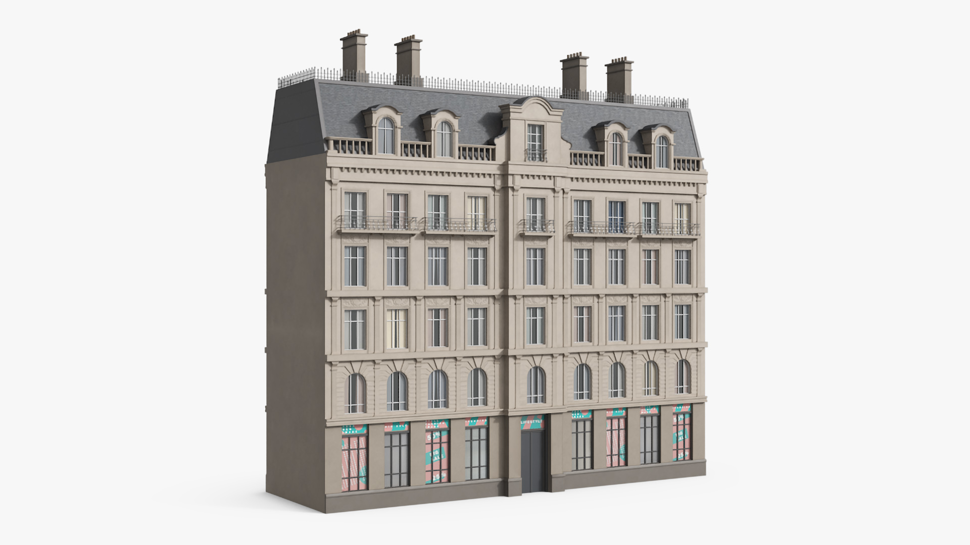3D Paris Traditional Two Sided Building