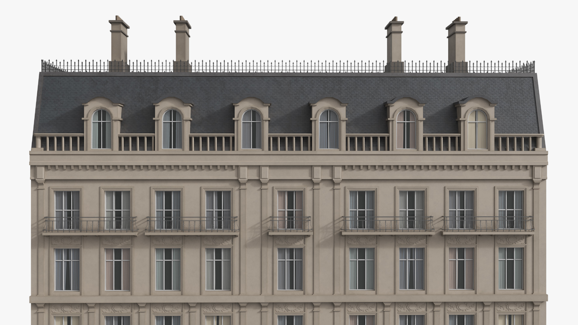 3D Paris Traditional Two Sided Building