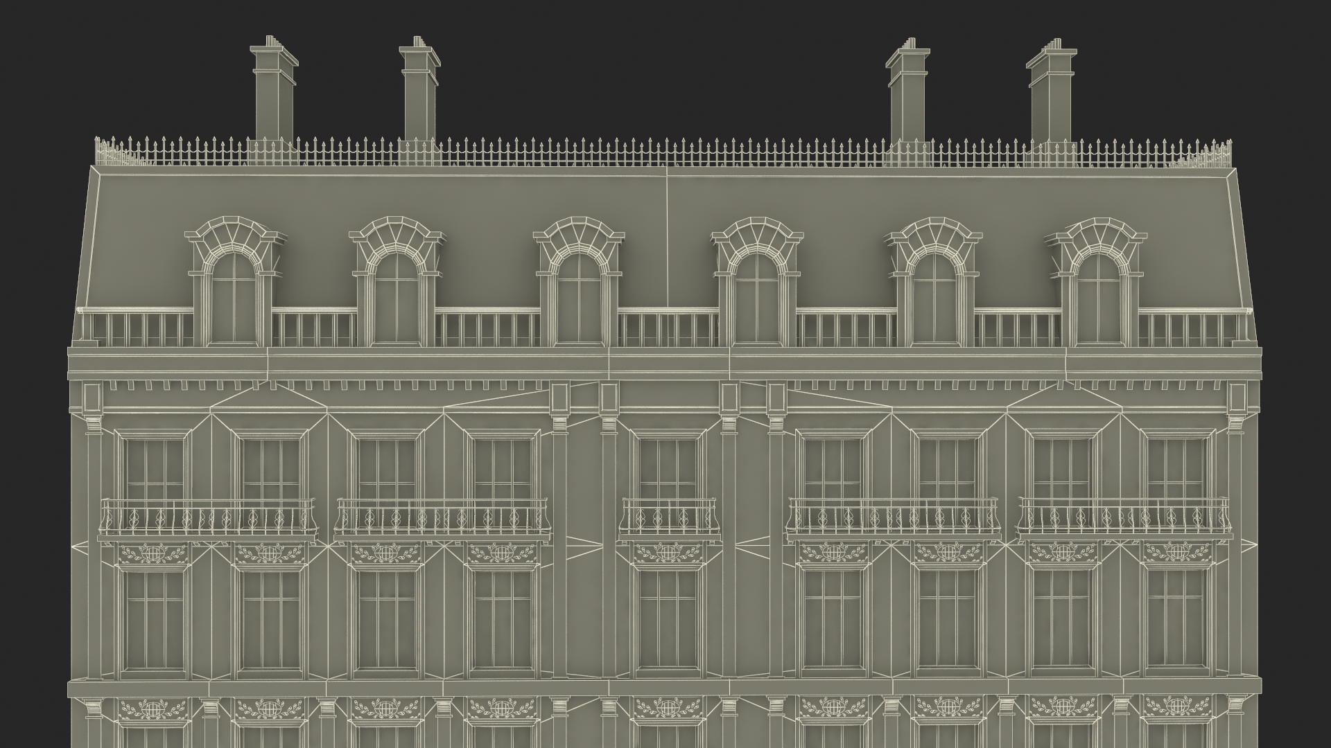 3D Paris Traditional Two Sided Building