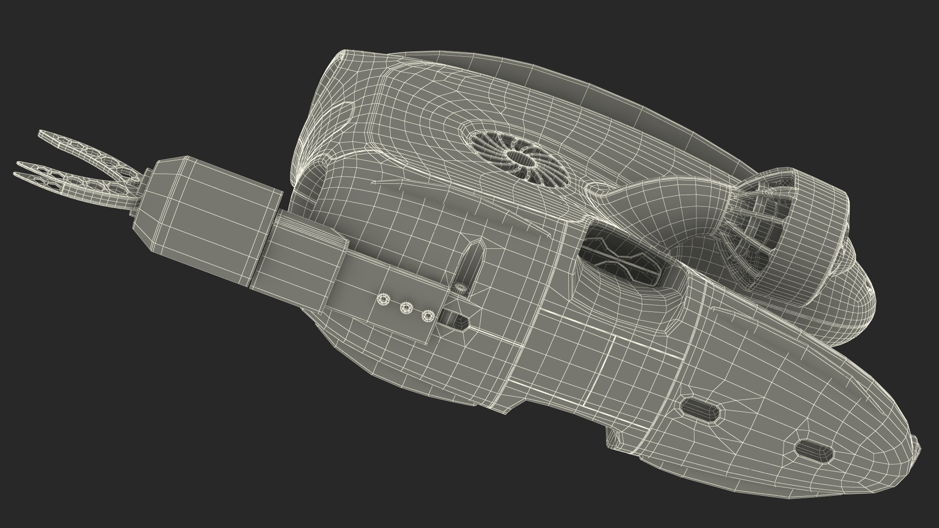 Underwater ROV with Gripper Hand Rigged 3D model