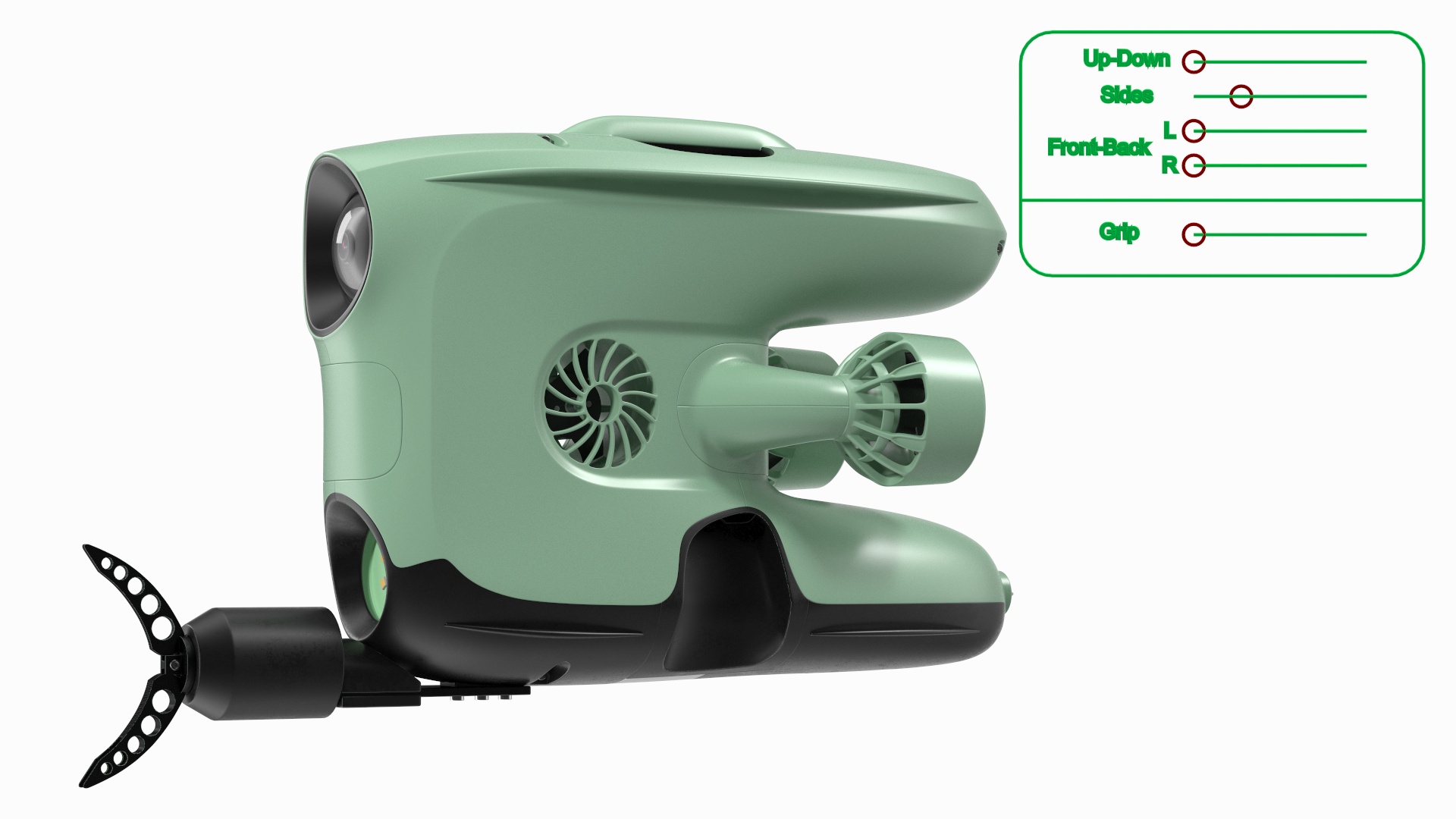 Underwater ROV with Gripper Hand Rigged 3D model