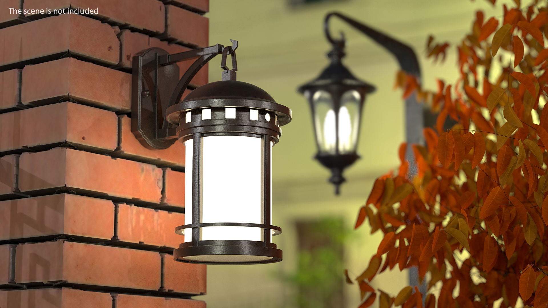 3D model Vintage Decorative Street Wall Lantern Switched On