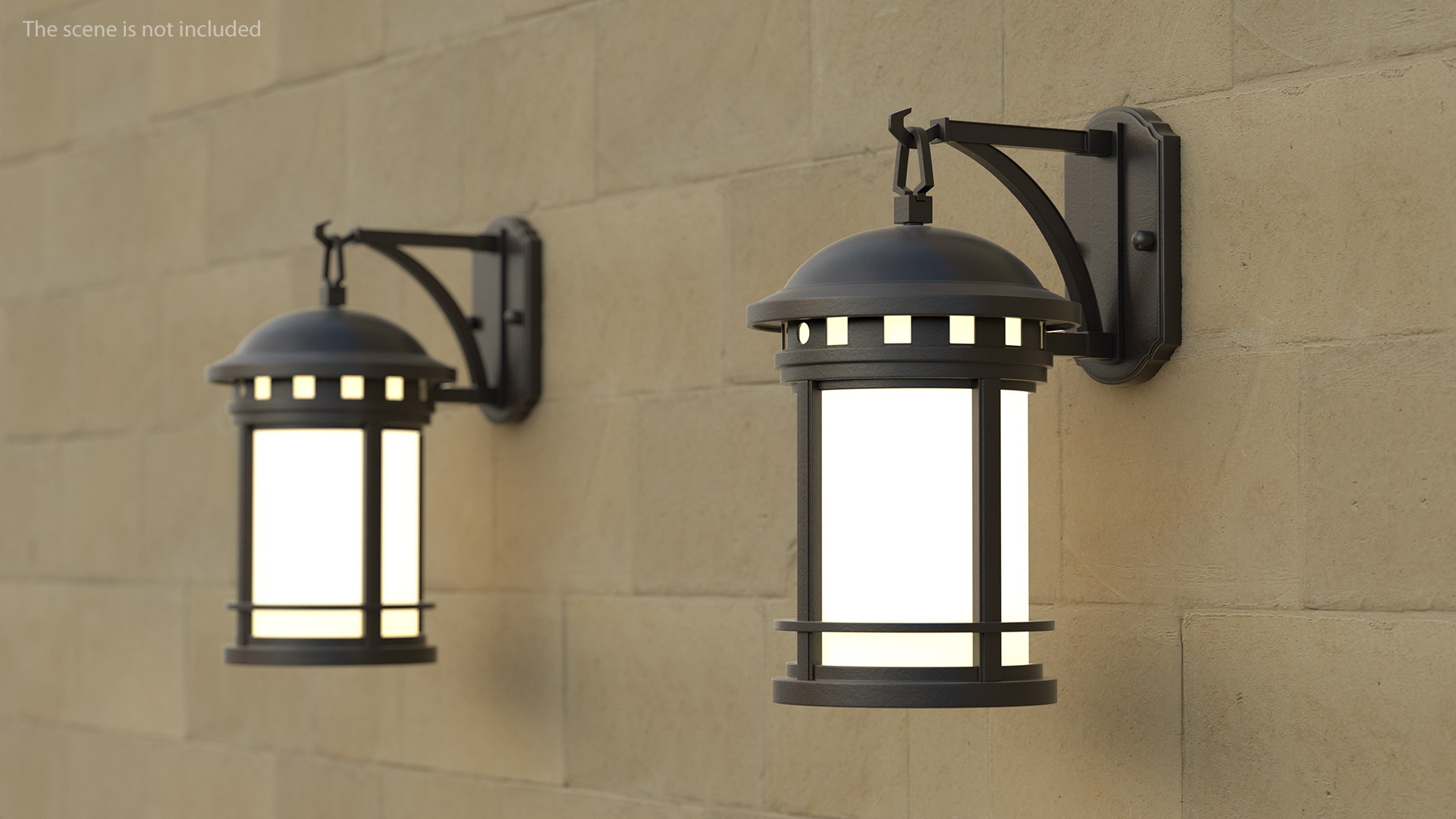 3D model Vintage Decorative Street Wall Lantern Switched On
