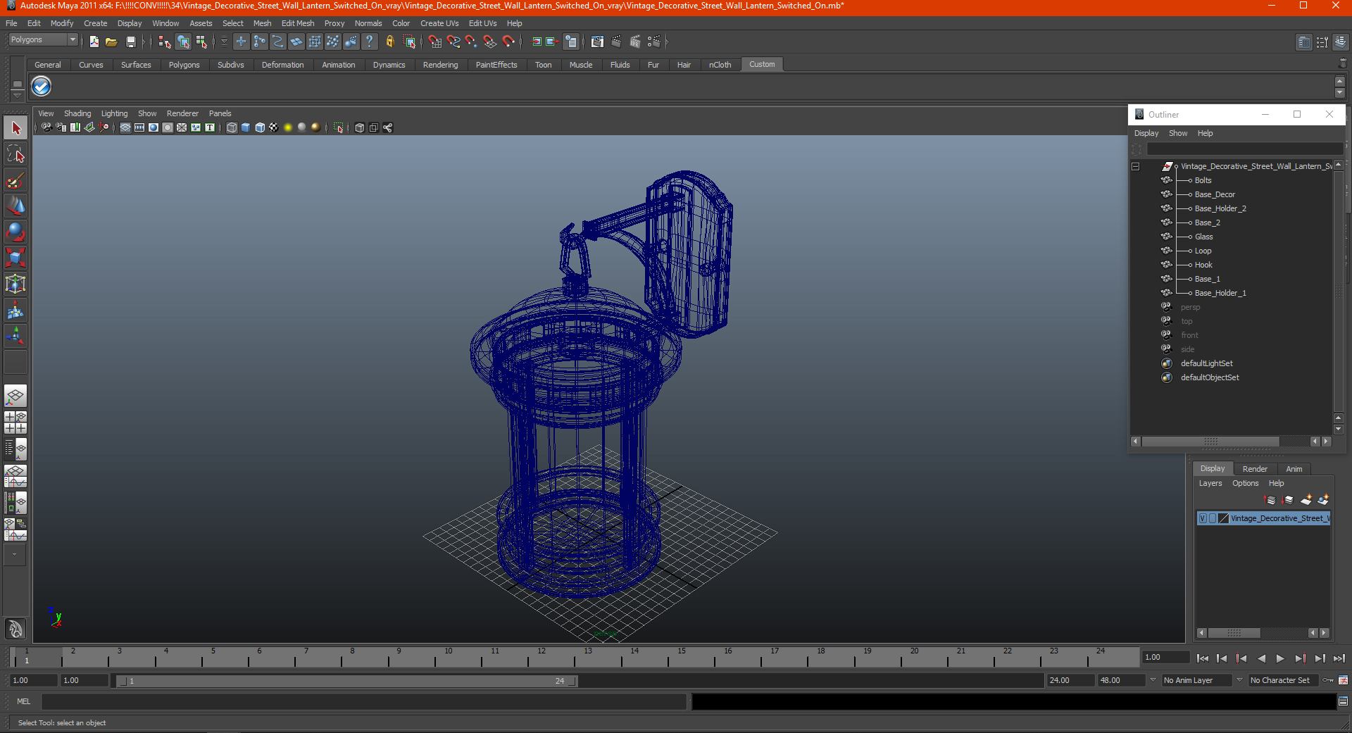 3D model Vintage Decorative Street Wall Lantern Switched On