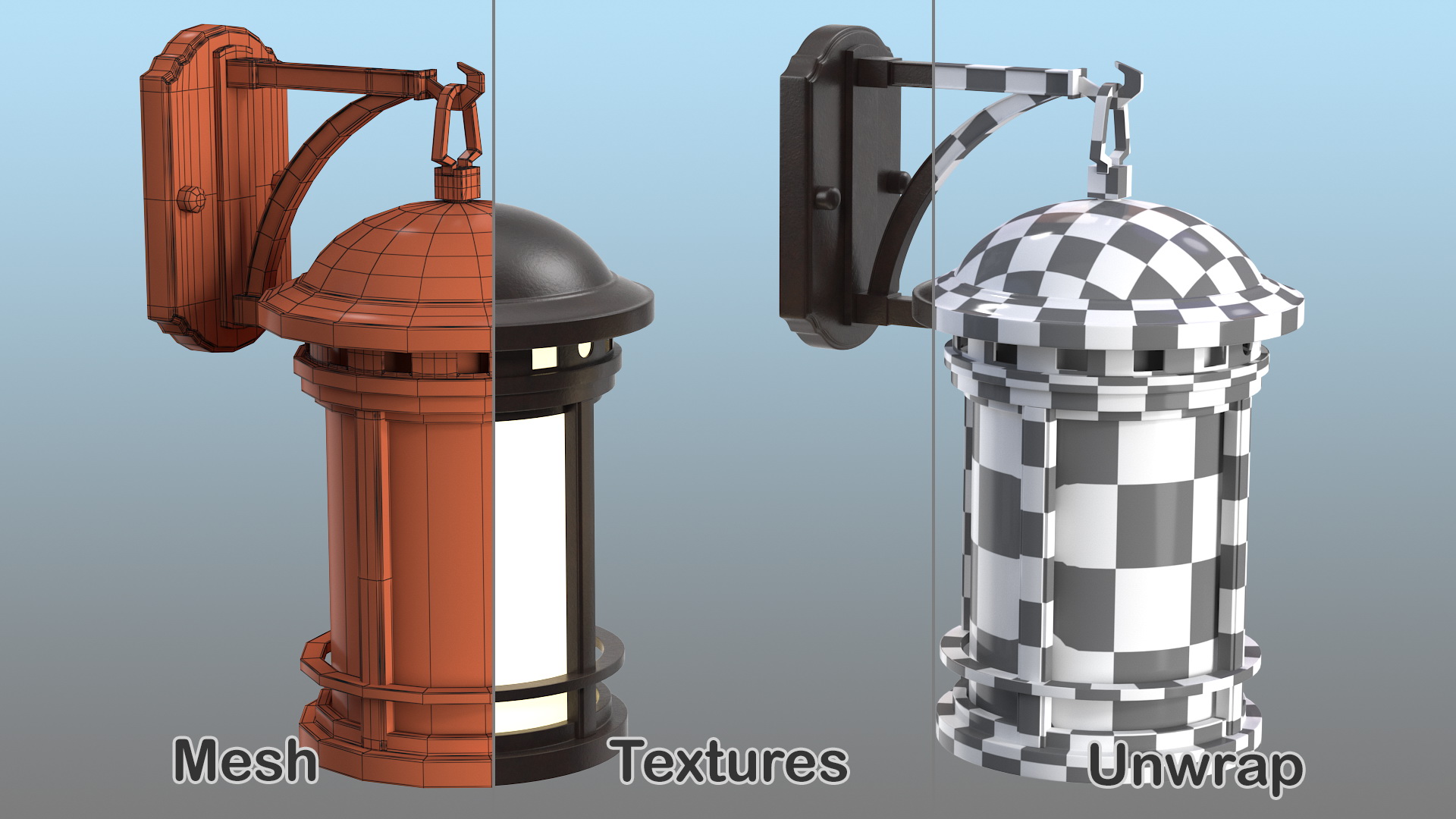 3D model Vintage Decorative Street Wall Lantern Switched On