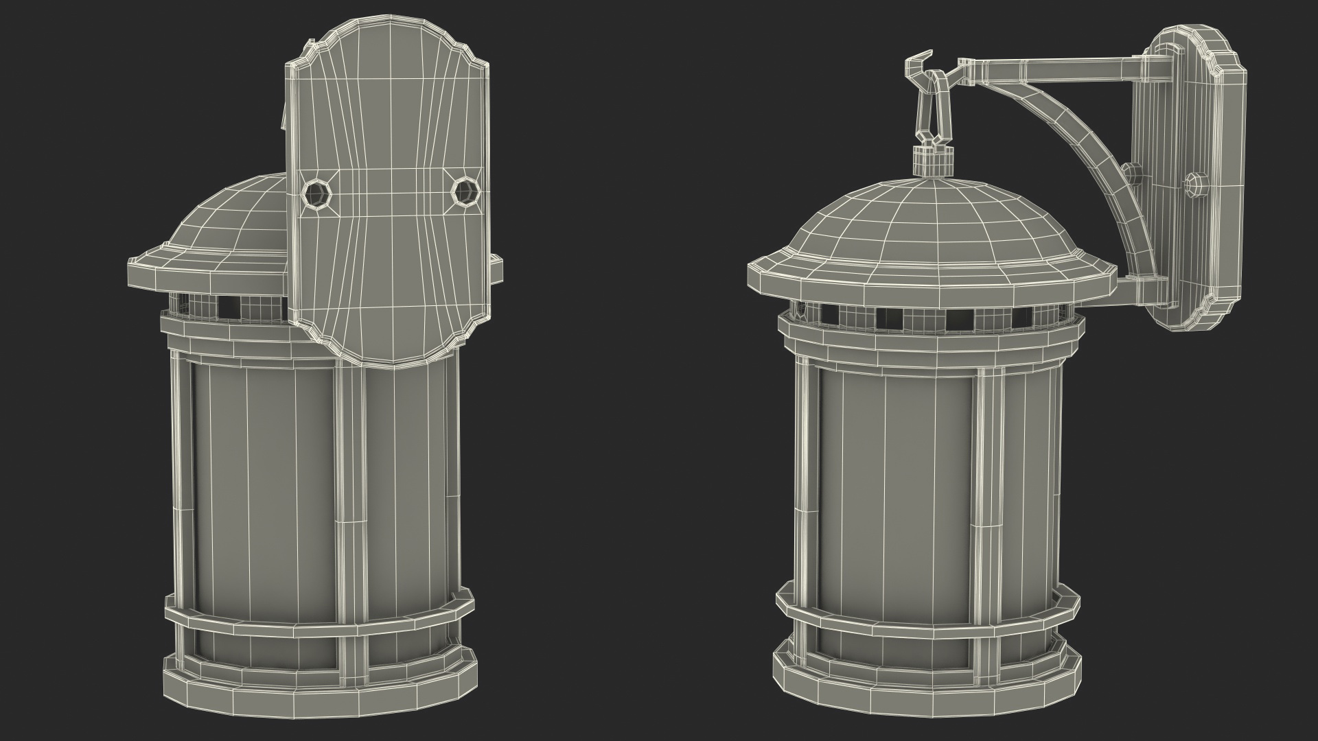 3D model Vintage Decorative Street Wall Lantern Switched On