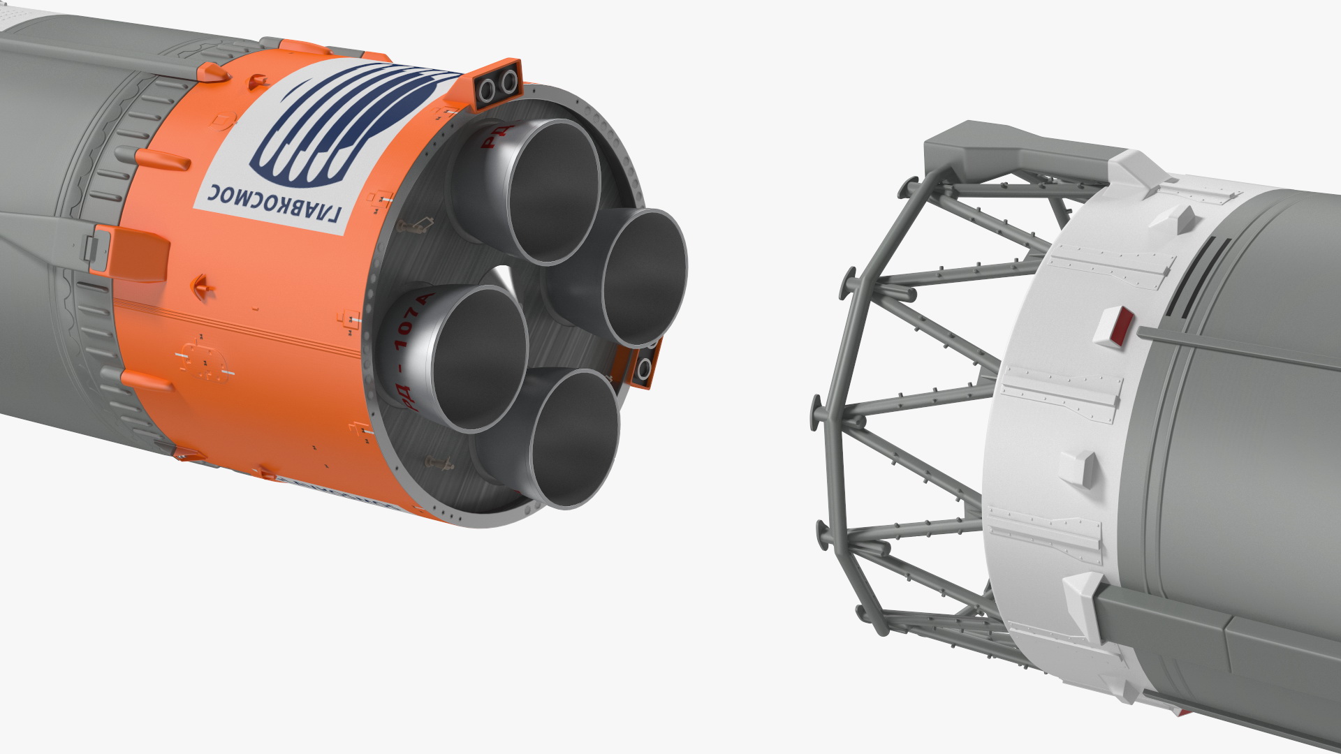 3D Soyuz 2 Orbital Launch Vehicle Main Parts