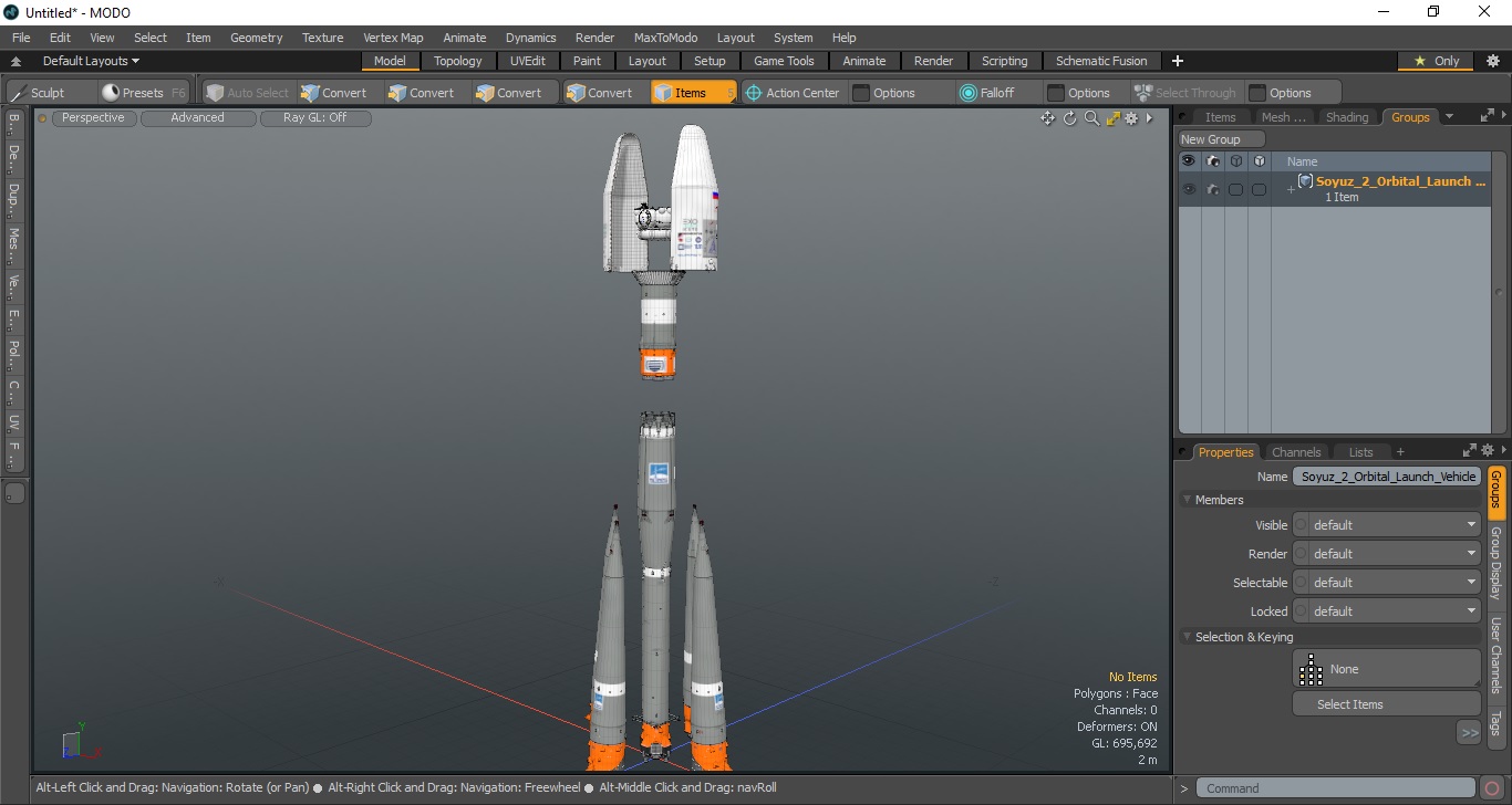 3D Soyuz 2 Orbital Launch Vehicle Main Parts