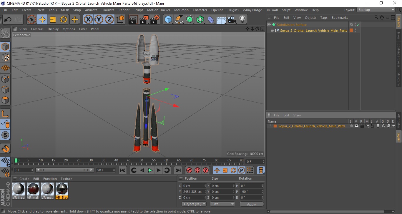 3D Soyuz 2 Orbital Launch Vehicle Main Parts