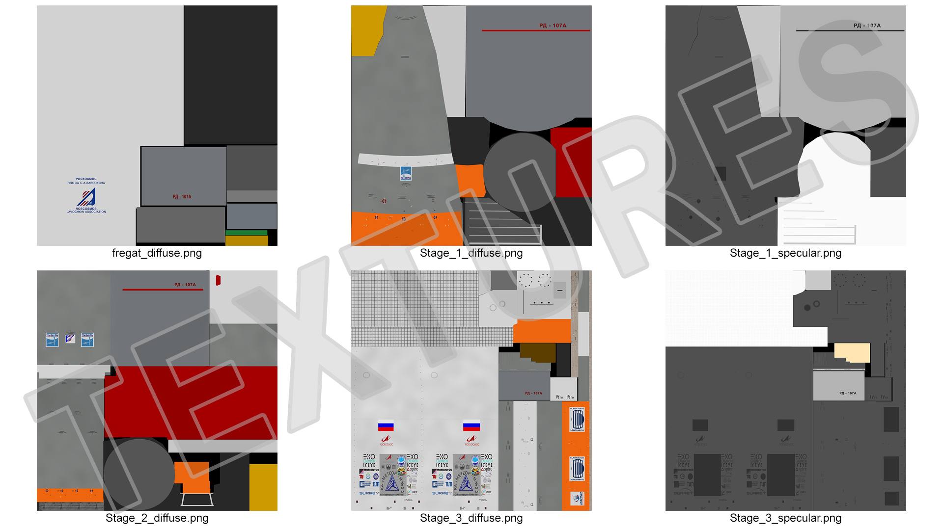 3D Soyuz 2 Orbital Launch Vehicle Main Parts