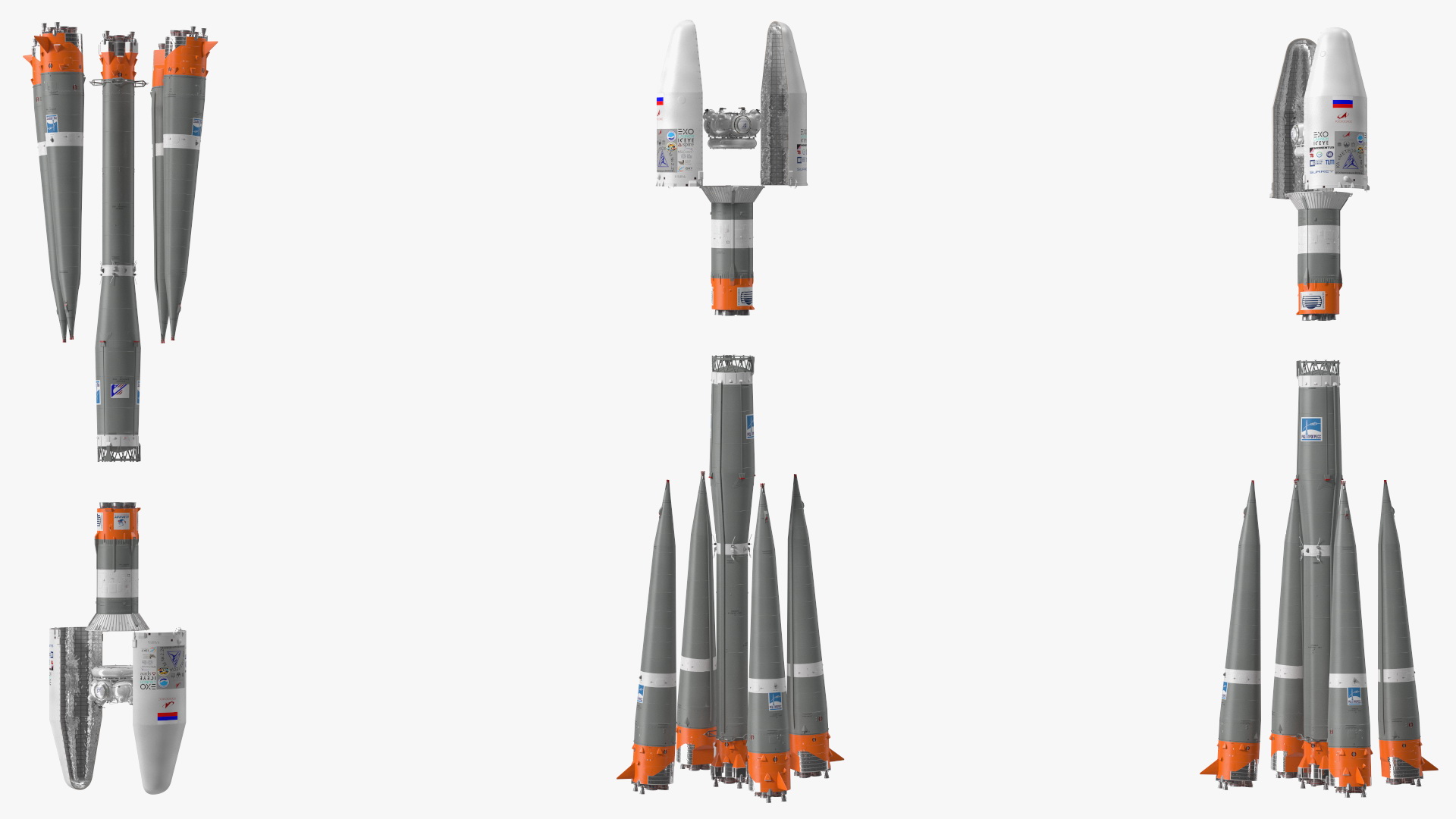 3D Soyuz 2 Orbital Launch Vehicle Main Parts